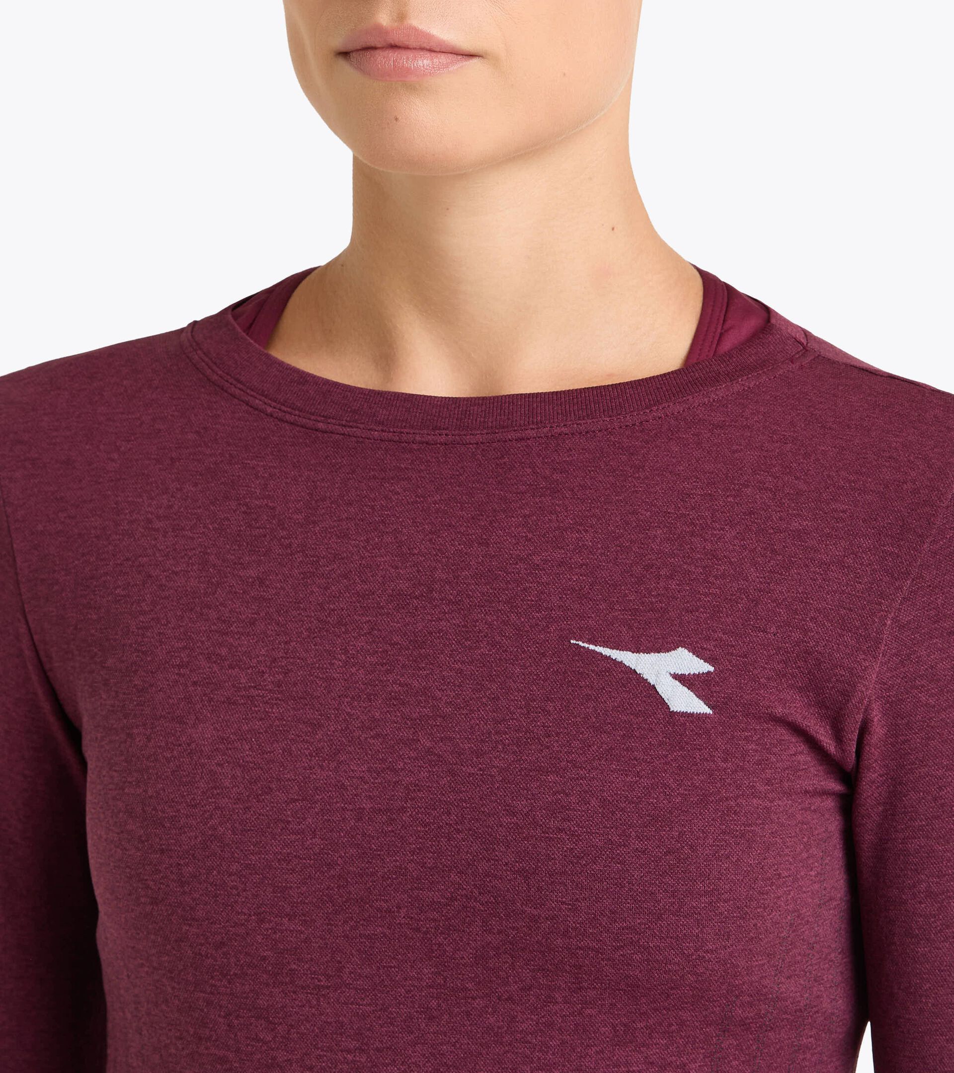 3/4-sleeve thermoregulating technical tee - Tennis - Women's L. 3/4 T-SHIRT ICON STRATOUNO MAROON BANNER - Diadora