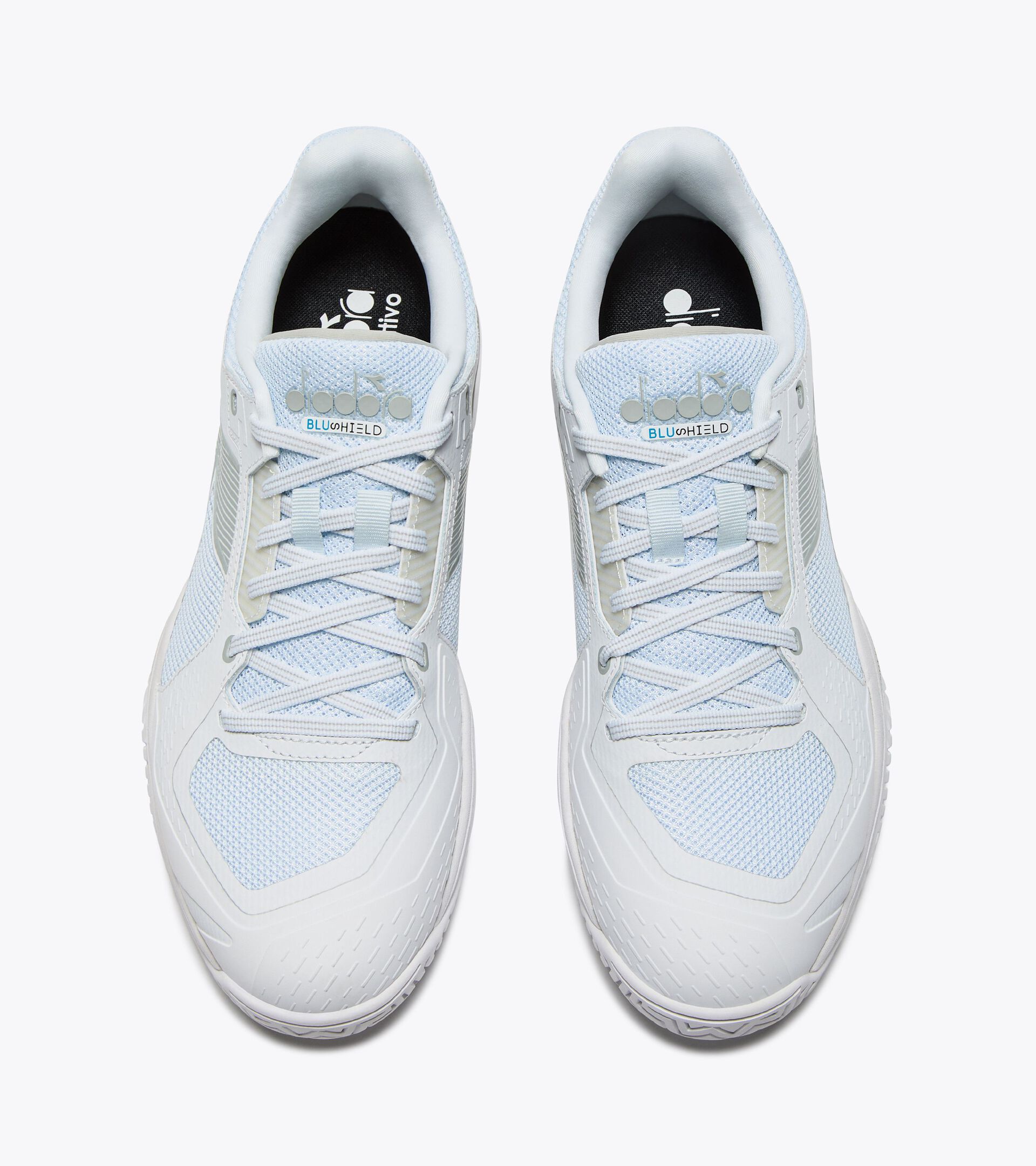 Tennis shoe for hard surfaces and clay courts -  Protection and cushioning - Men&rsquo;s BLUSHIELD TORNEO 3 AG WHITE/SILVER - Diadora