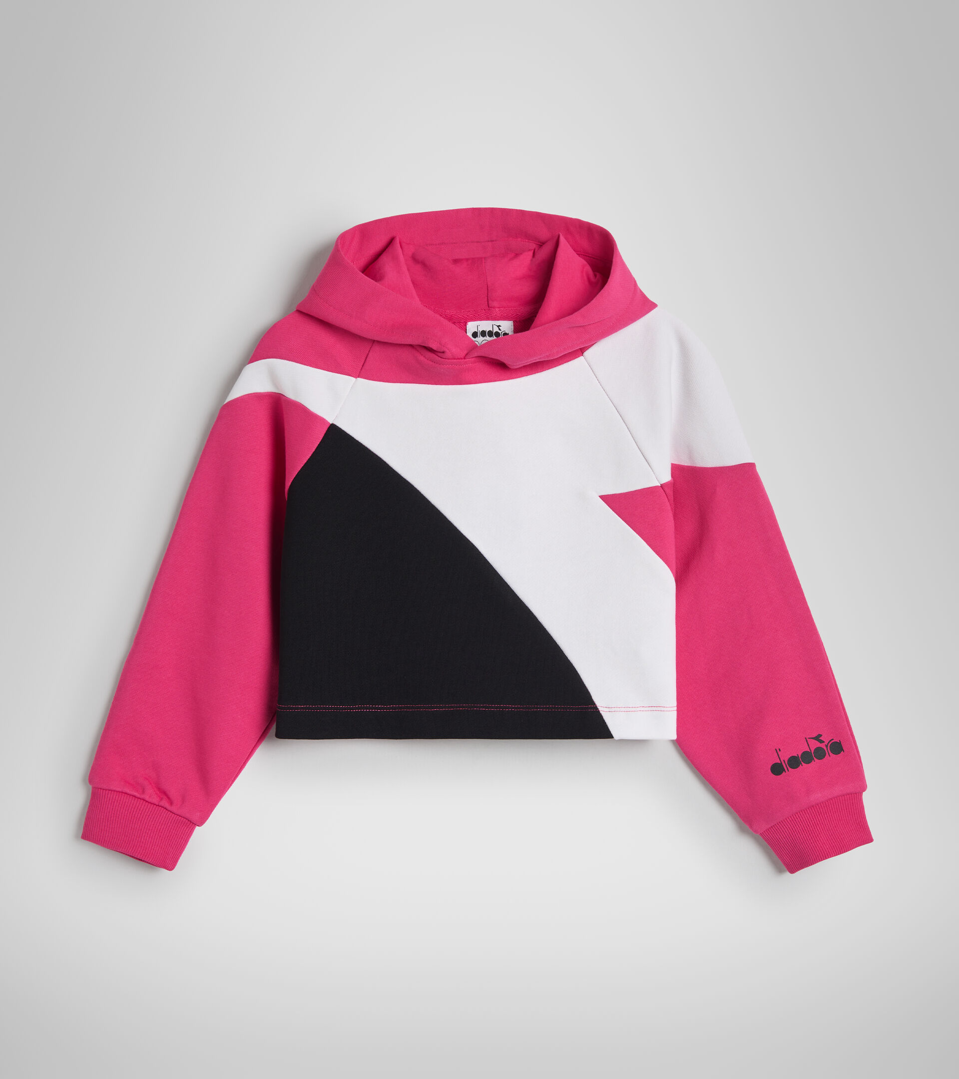 Sudadera deportiva de algodón - Niñas y adolescentes JG.HOODIE CROP POWER LOGO FUCSIA MORADO - Diadora