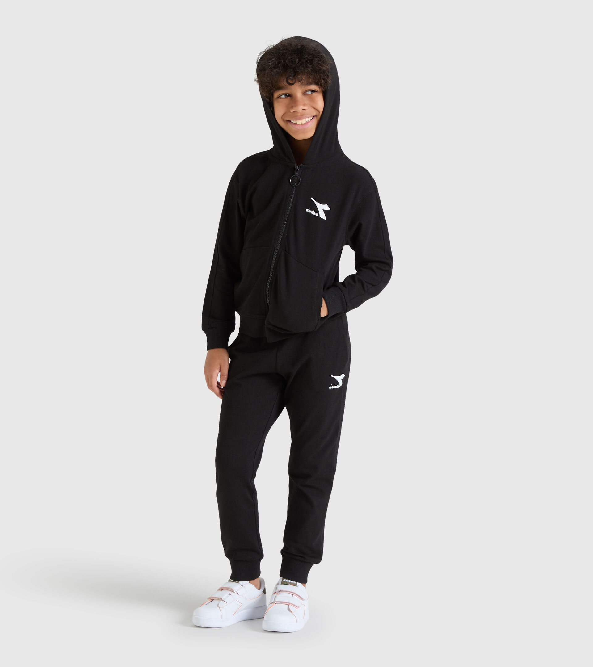 Sweat-shirt de sport en coton Junior - Unisexe JU. HOODIE FZ RAINBOW NOIR - Diadora