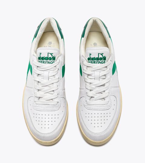 MI BASKET LOW USED, WHITE/VERDANT GREEN Heritage leather sneaker - All-Gender MI BASKET LOW USED WHITE/VERDANT GREEN - Diadora