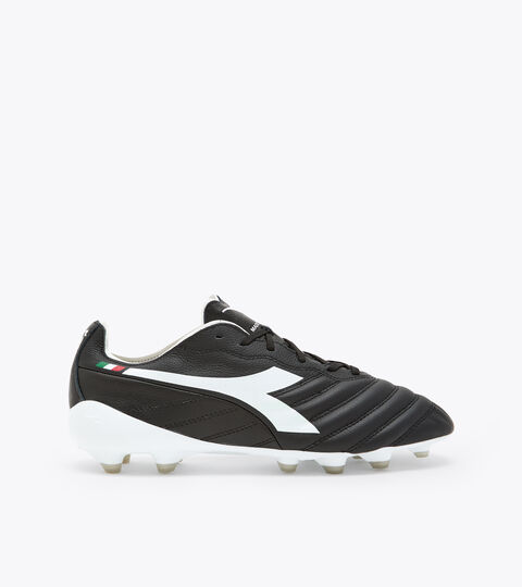 Chaussures de football pour terrains compacts et synthétiques - Made in Italy BRASIL ELITE2 TECH ITA LPX NOIR/BLANC - Diadora