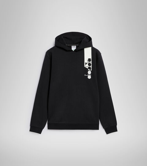 HOODIE ICON, DARK SMOKE/WHITE/BLUE FLUO Hooded sweatshirt - Unisex HOODIE ICON DARK SMOKE/WHITE/BLUE FLUO - Diadora