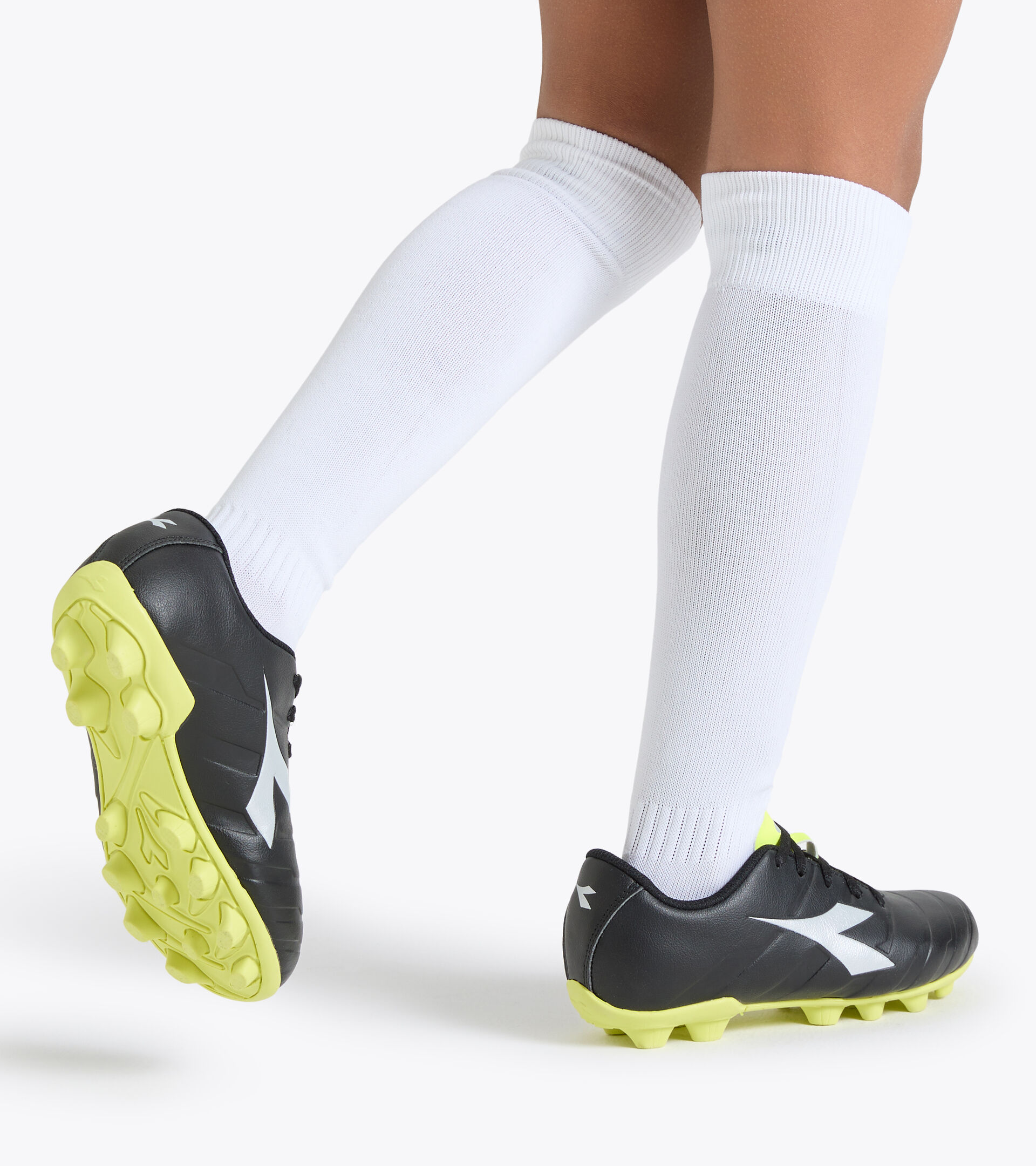 Hard ground football boot - Unisex kids PICHICHI 3 MD JR BLACK/YELLOW FL DD/SILVER - Diadora