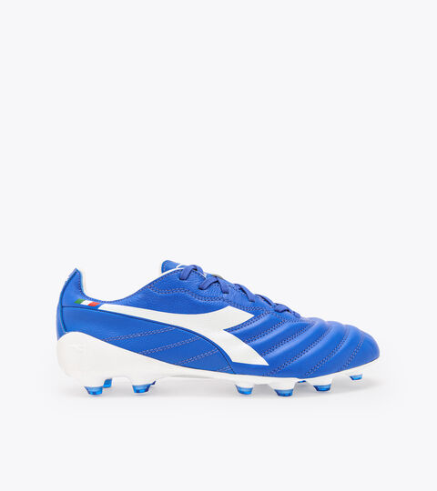 Chaussures de football pour terrains compacts et synthétiques - Made in Italy BRASIL ELITE2 TECH ITA LPX BLEU ROYALE/BLANC VIF - Diadora
