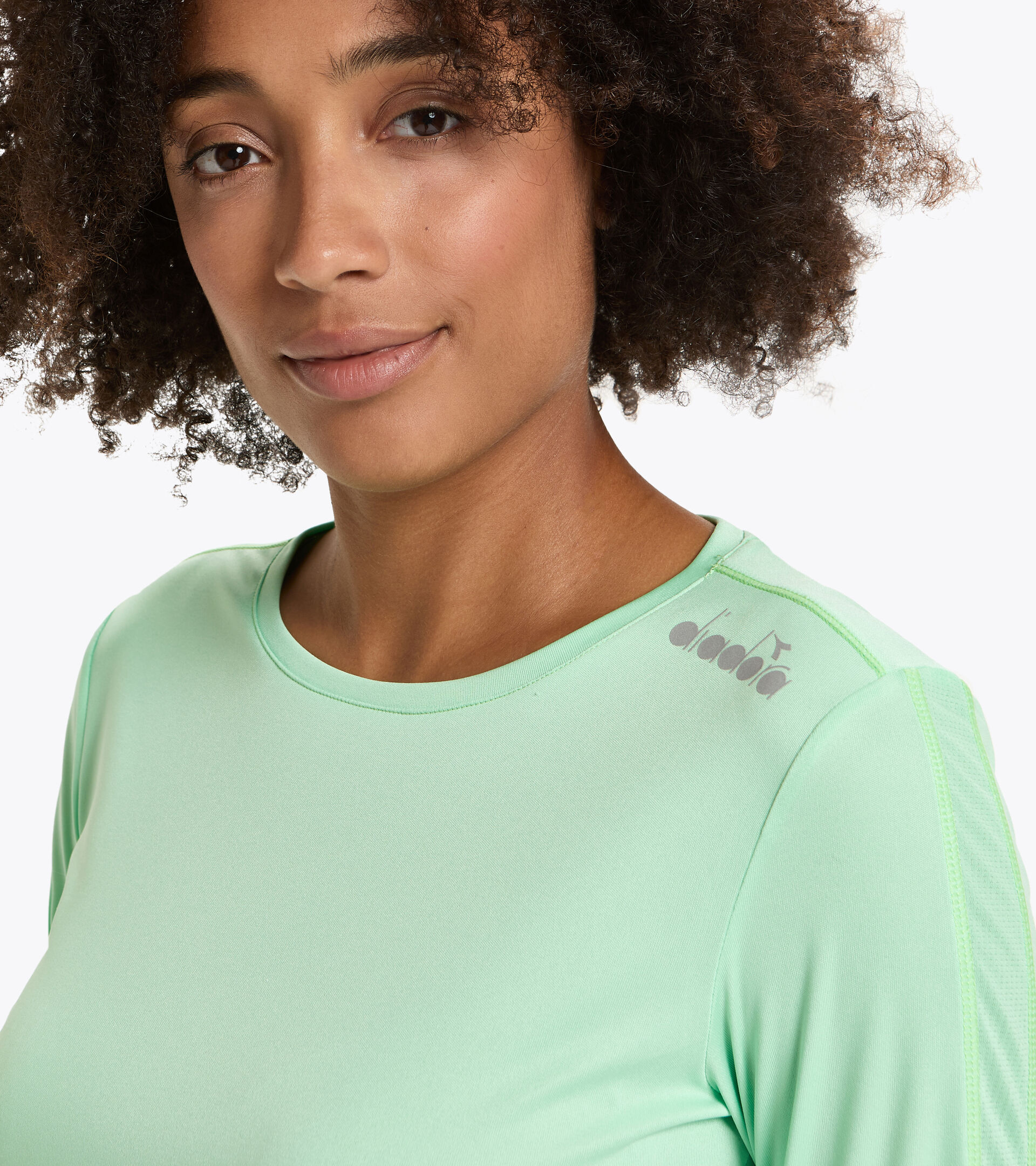 Camiseta para correr - Mujer L. LS CORE TEE VERDE FRESNO - Diadora