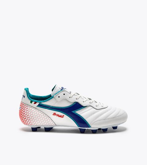Chaussures de football pour terrains compacts - Made in Italy BRASIL ITALY OG GR LT+  MDPU BLANC/BLEU MAZARINE - Diadora