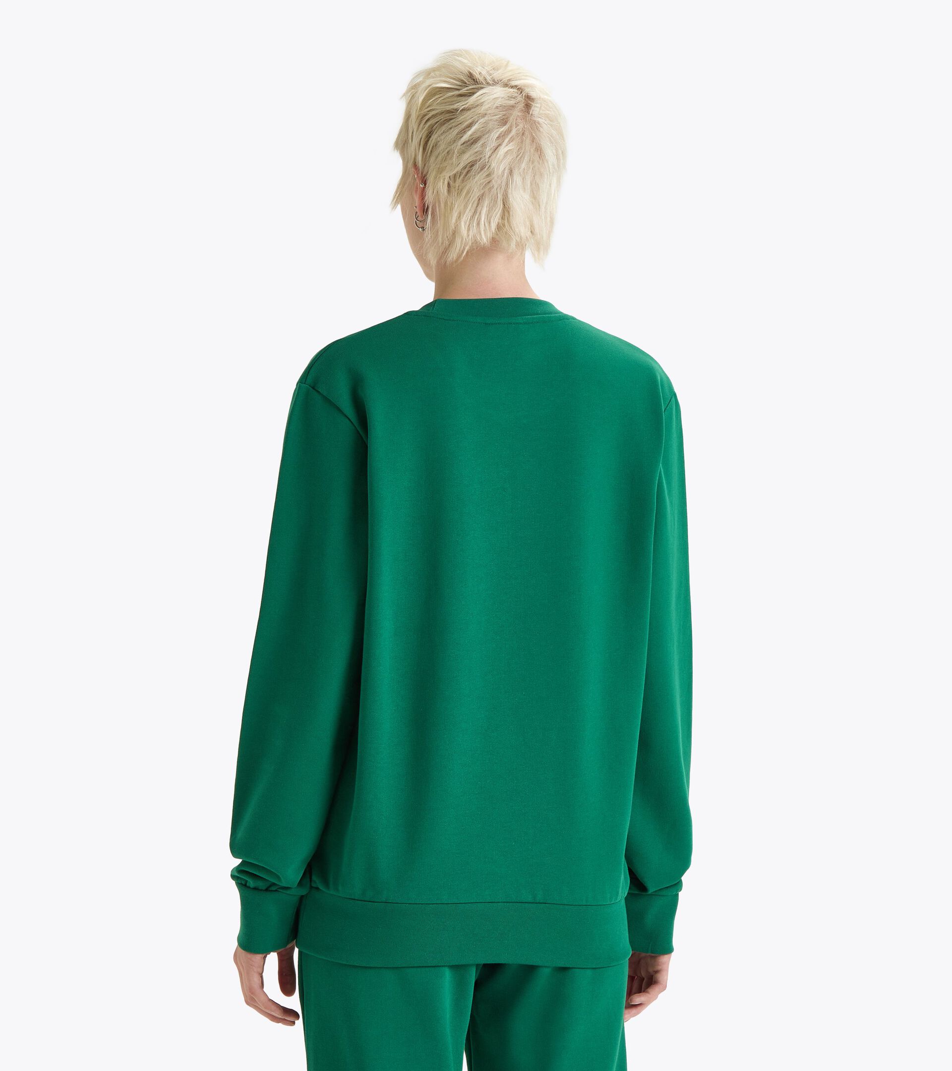 Sudadera de algod&oacute;n con cuello redondo - Para todos los g&eacute;neros SWEATSHIRT CREW LOGO VERDE VENTURINA - Diadora