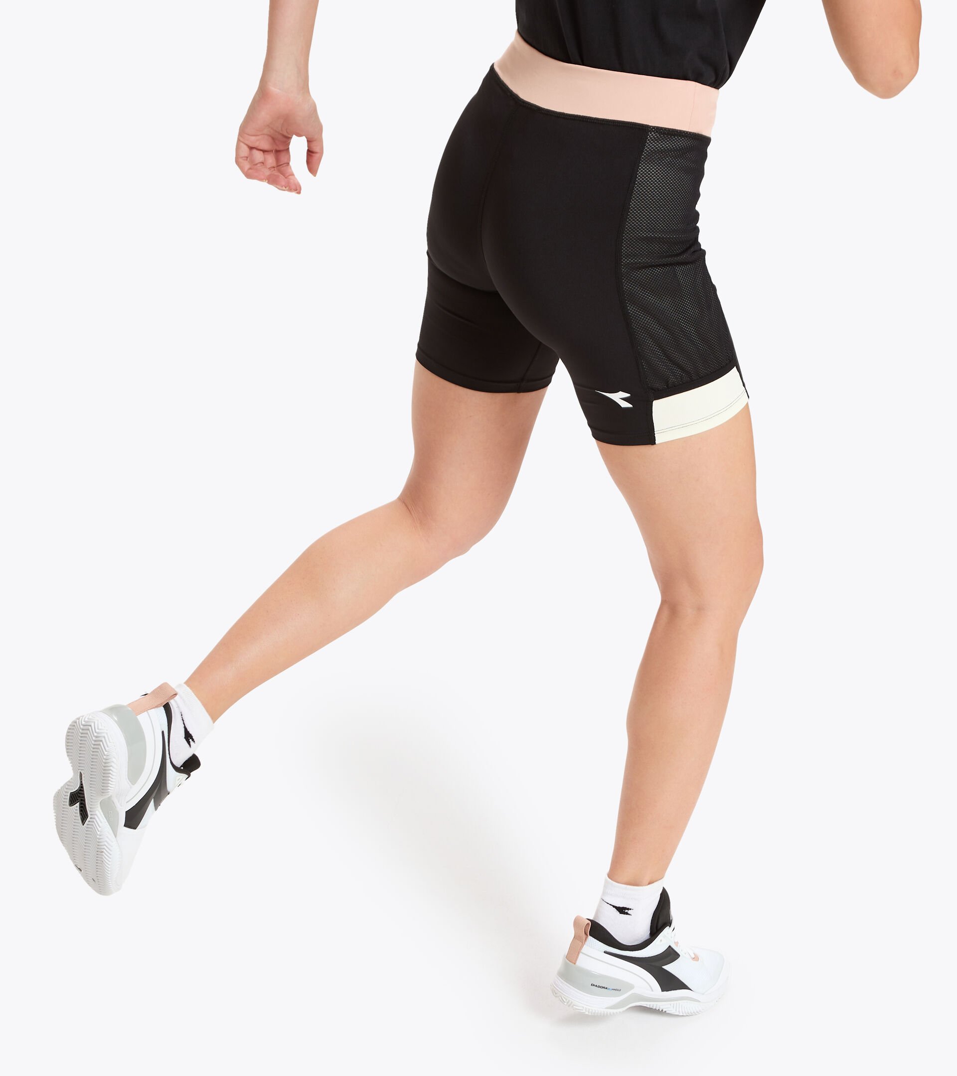 Tennis Shorts - Women L. SHORT TIGHTS POCKET BLACK/MAHOGANY ROSE - Diadora