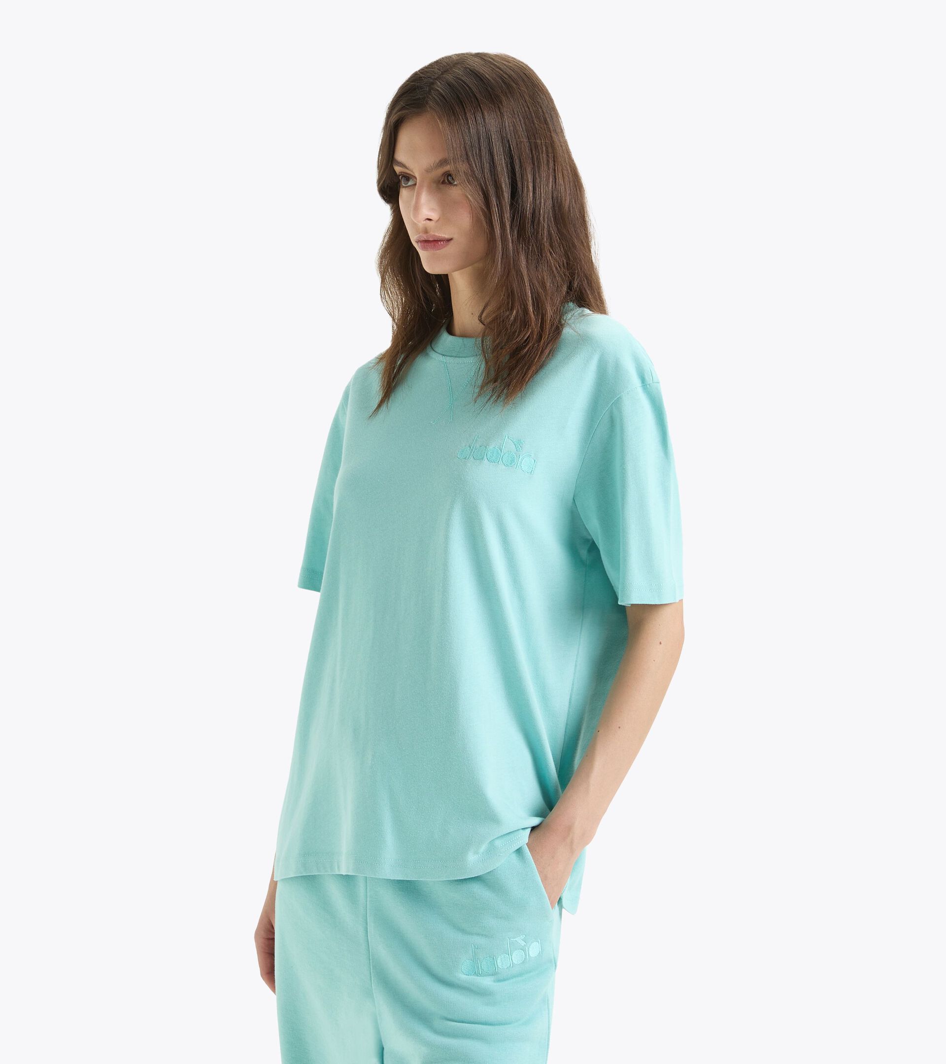 T-shirt - Gender Neutral T-SHIRT SS ATHL. LOGO TURQUOISE   (65135) - Diadora