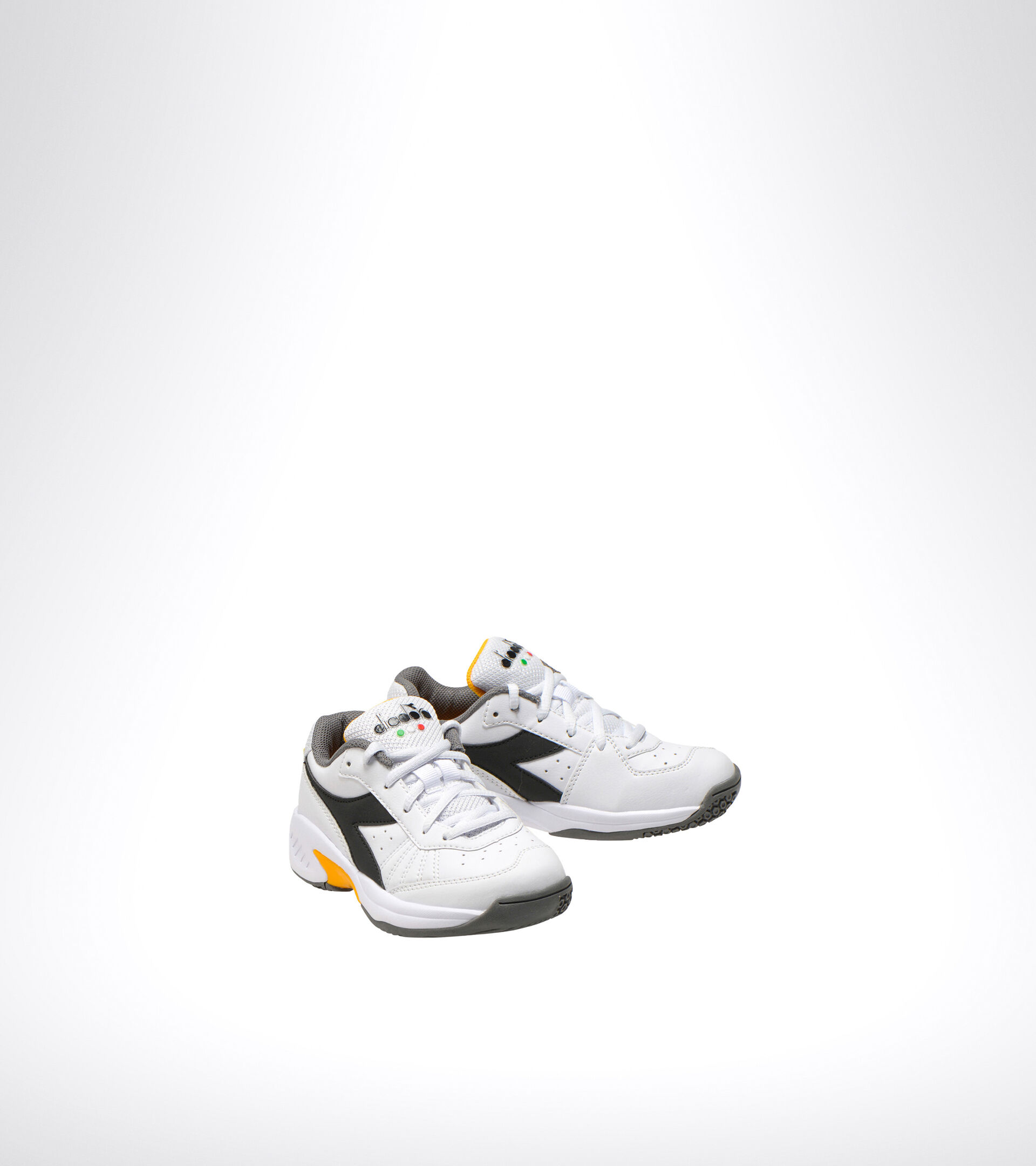 Clay and hard court tennis shoe - Kids S. CHALLENGE 3 SL JR WHITE/BLACK/SAFFRON - Diadora