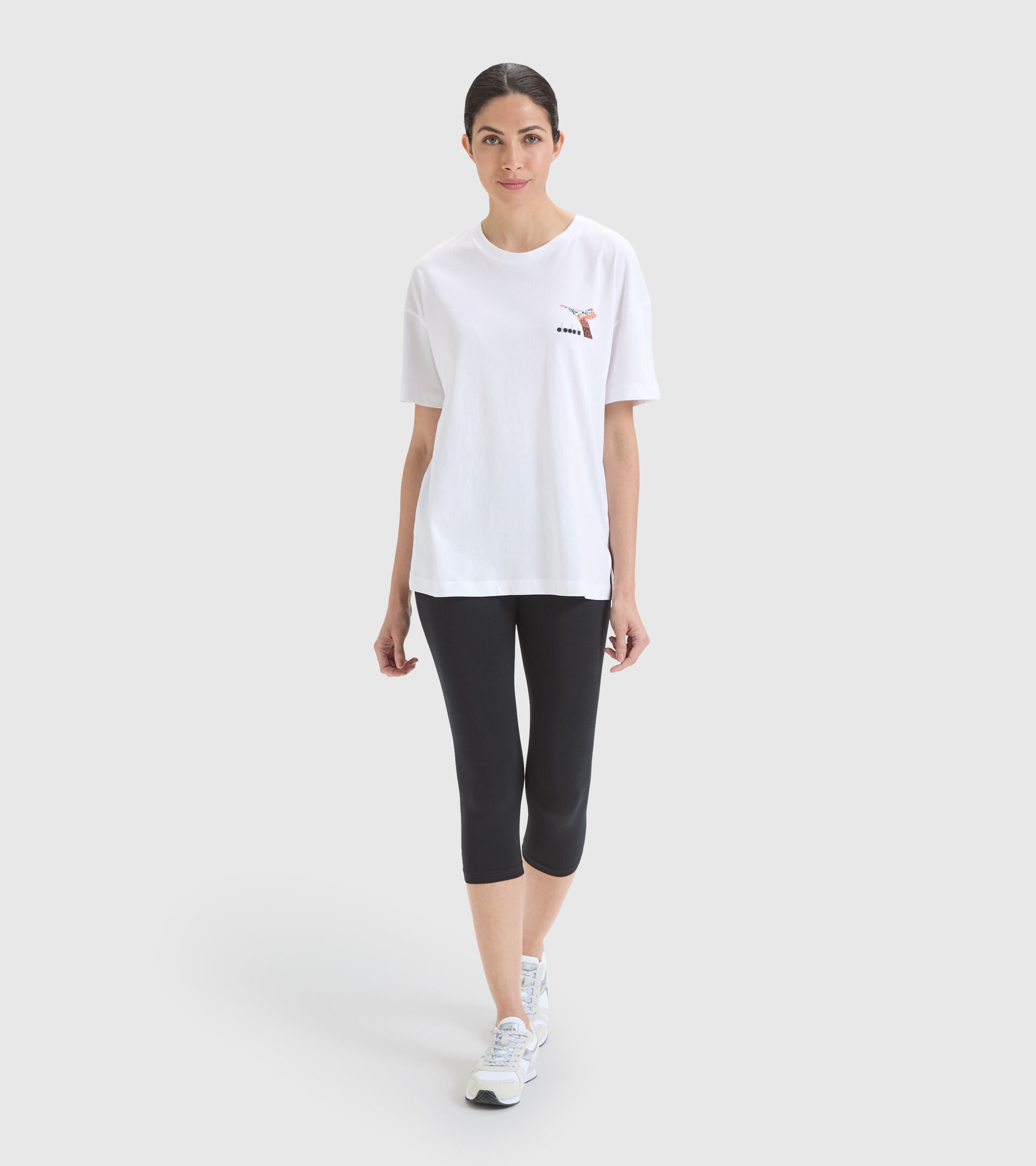 Camiseta deportiva de algodón - Mujer L.T-SHIRT SS FLOSS BLANCO VIVO - Diadora