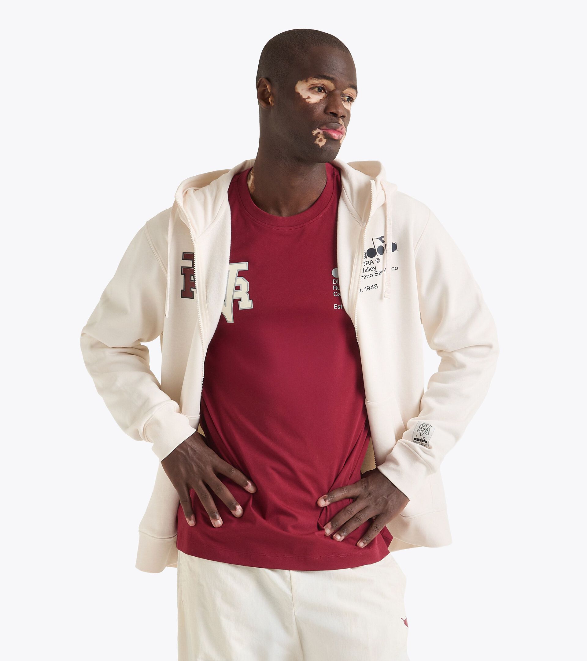 Hoodie - Run Valley - All-gender HOODIE FZ RUN VALLEY WHISPER WHITE - Diadora