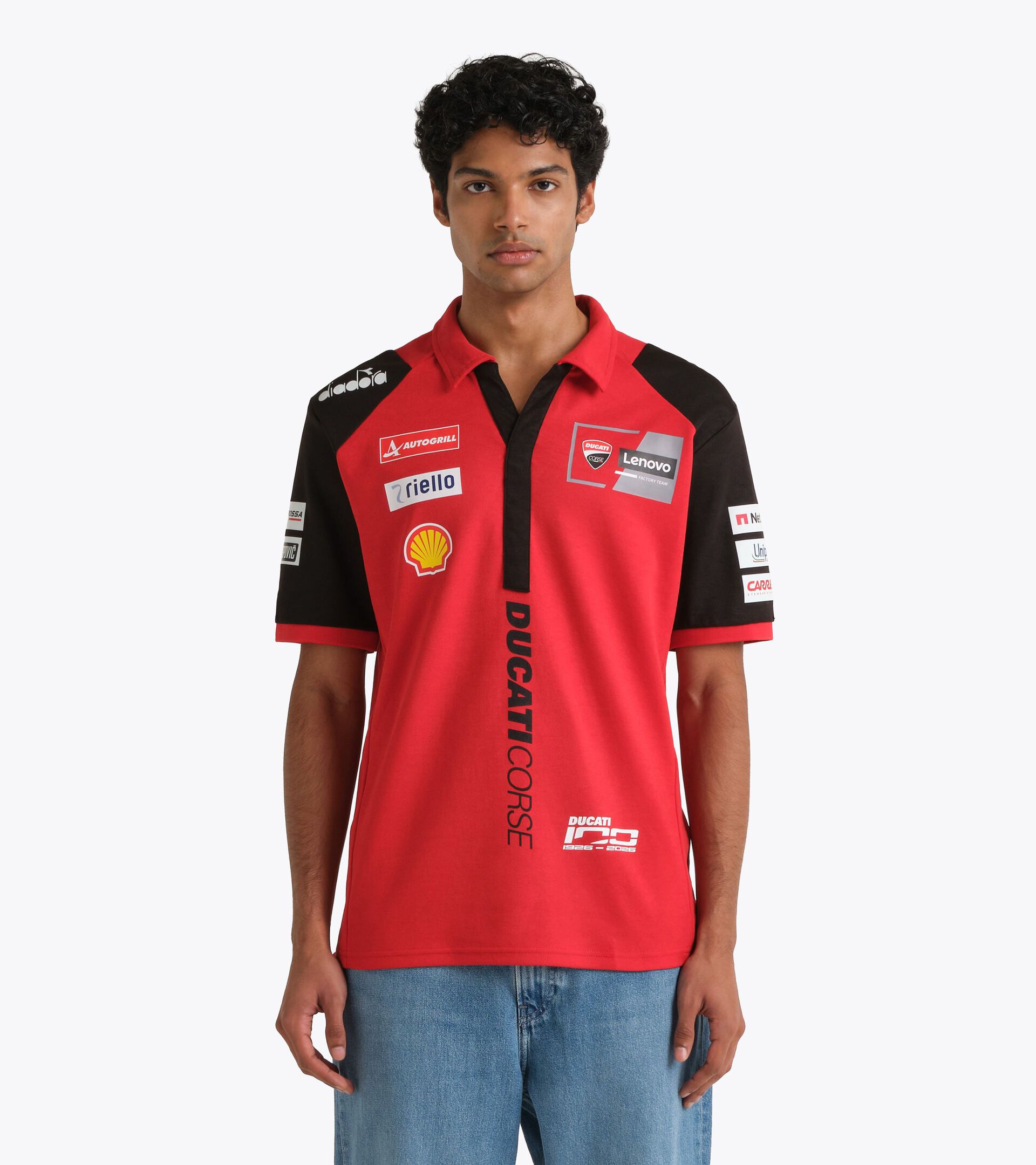 Sporty Ducati 2026 MotoGP Polo - Men&rsquo;s POLO DUCATI REPLICA MGP26 DUCATI MGP RED/BLACK - Diadora