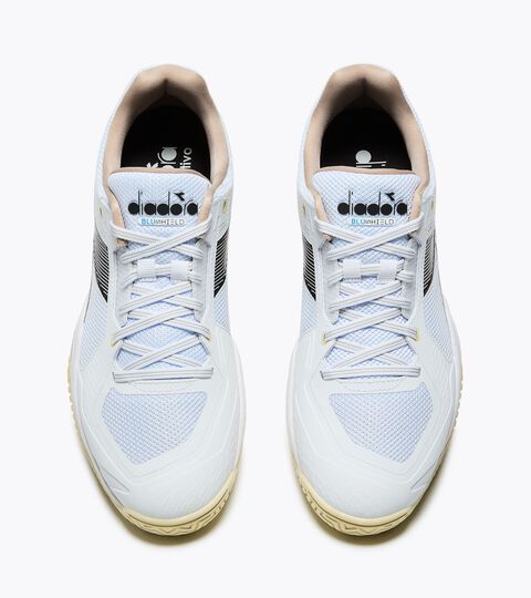 Tennis shoe for hard surfaces and clay courts -  Protection and cushioning - Men&rsquo;s BLUSHIELD TORNEO 3 AG WHITE /BLACK/RUTABAGA - Diadora
