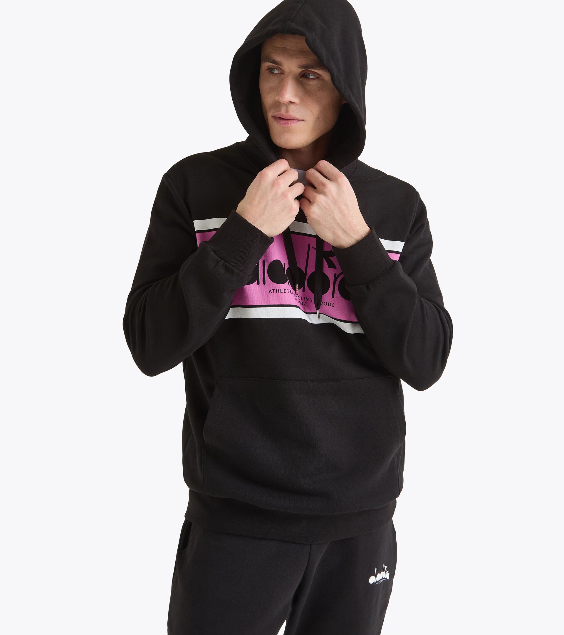Sweatshirt mit Kapuze im Colorblock - alle Geschlechter HOODIE LOGO WILD ROSA - Diadora