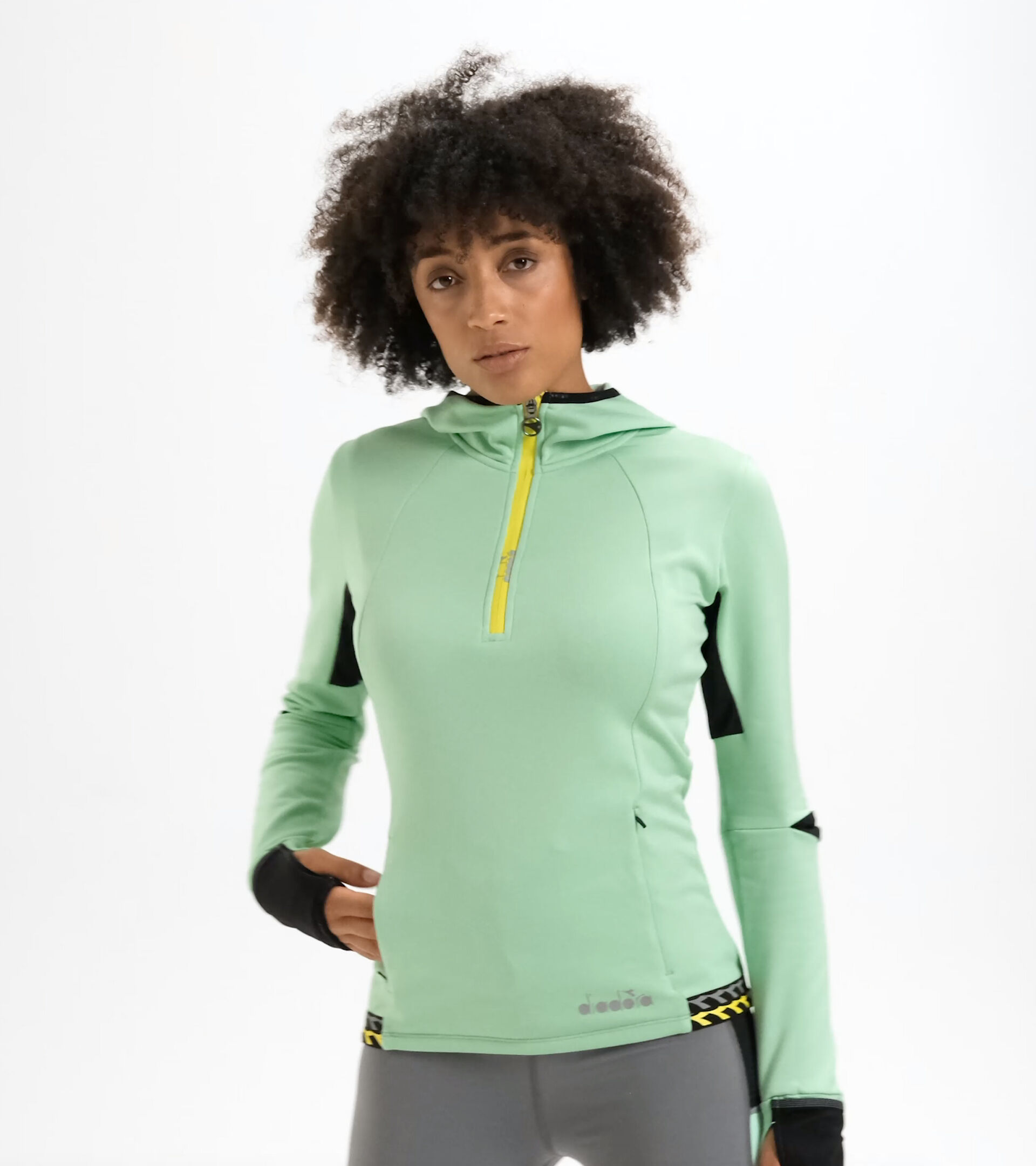 Winter-Laufsweater - Damen L. HD WARM UP WINTER SWEAT ESCHE GRUN - Diadora