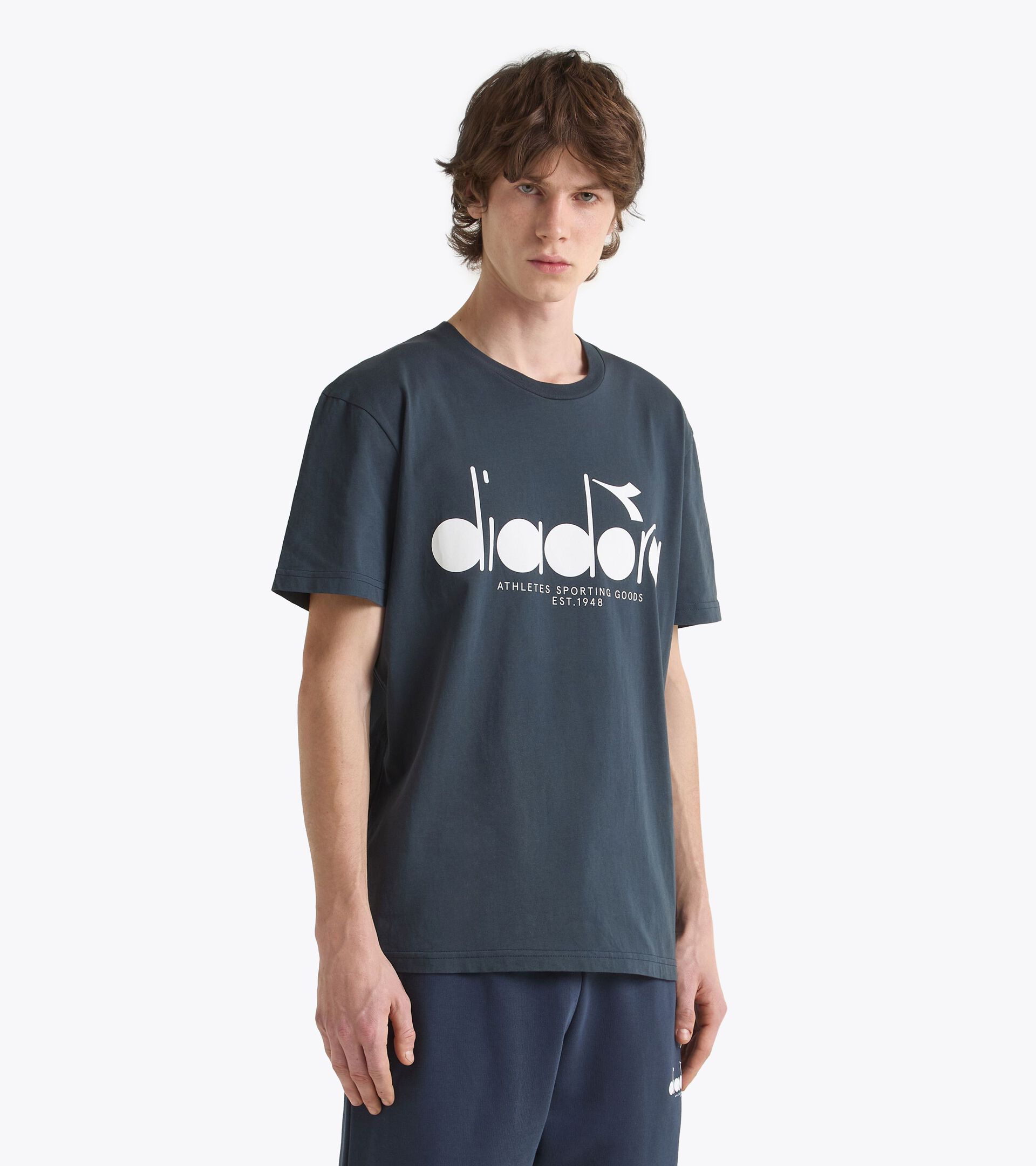 T-shirt - All-Gender T-SHIRT SS LOGO BLUE DENIM - Diadora
