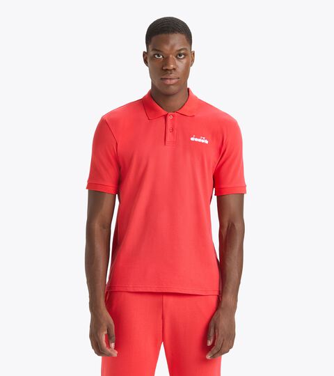 Sporty polo shirt - Made in Italy - Gender Neutral POLO SS LOGO BITTERSWEET RED - Diadora