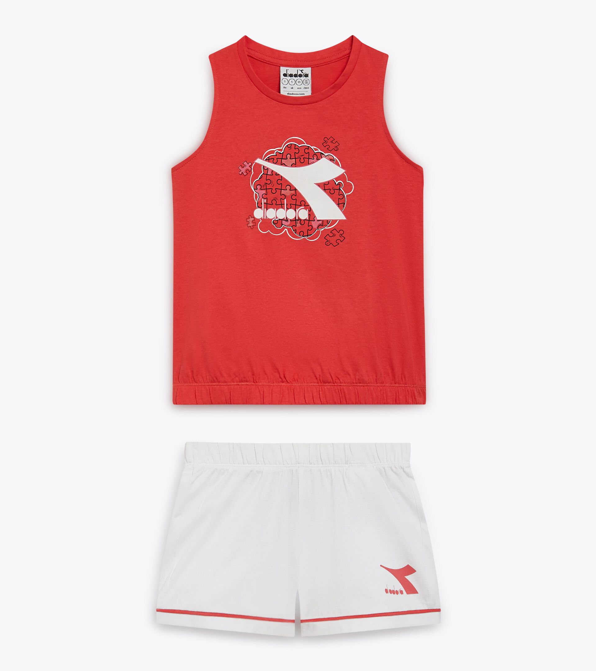 Sports set - Tank top and shorts - Girl
 JG. SET SS PUZZLES CAYENNE RED - Diadora