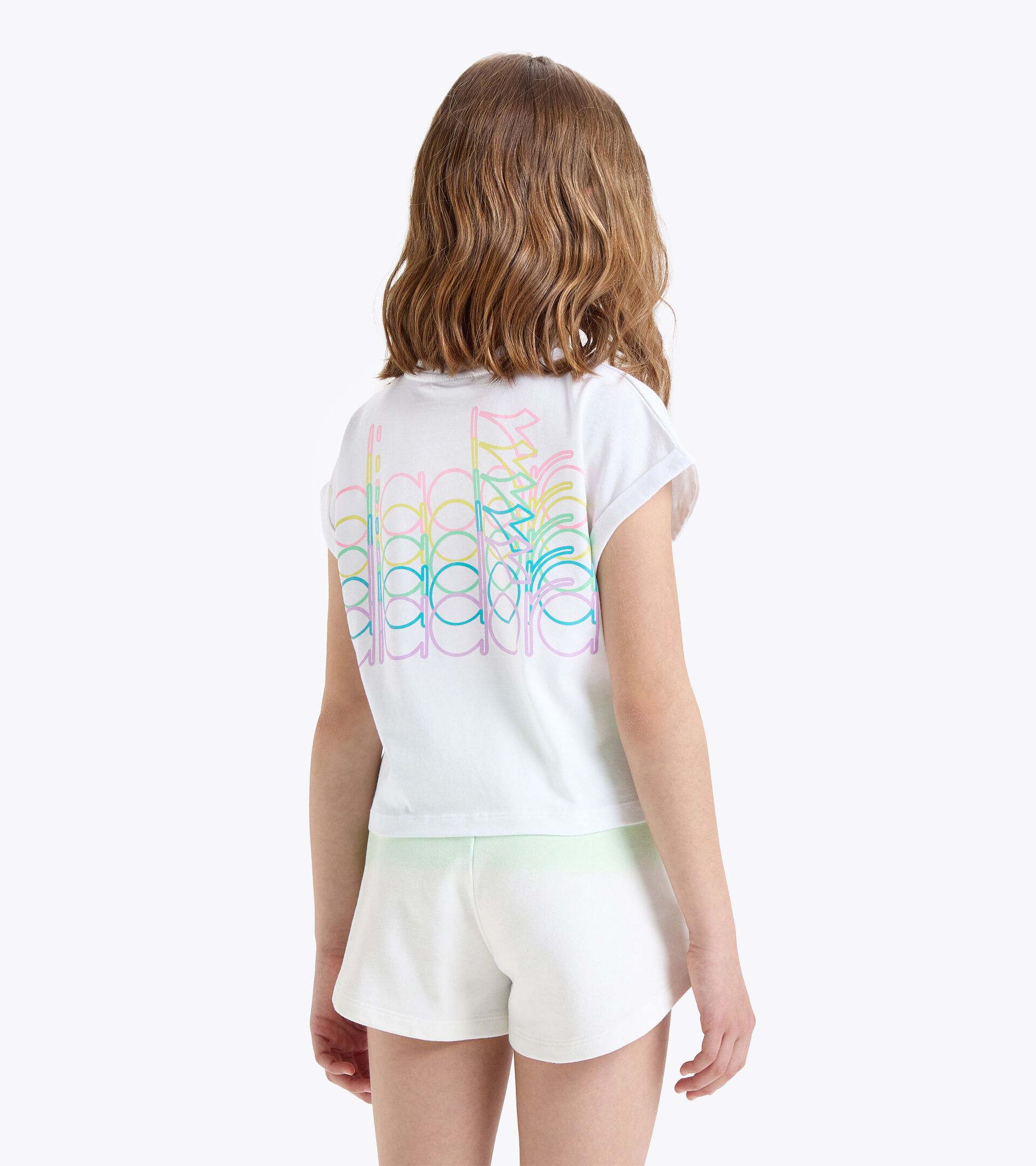 Camiseta de algodón - Niña JG.T-SHIRT CROP LOGO PASTEL BLANCO PAPIRO - Diadora