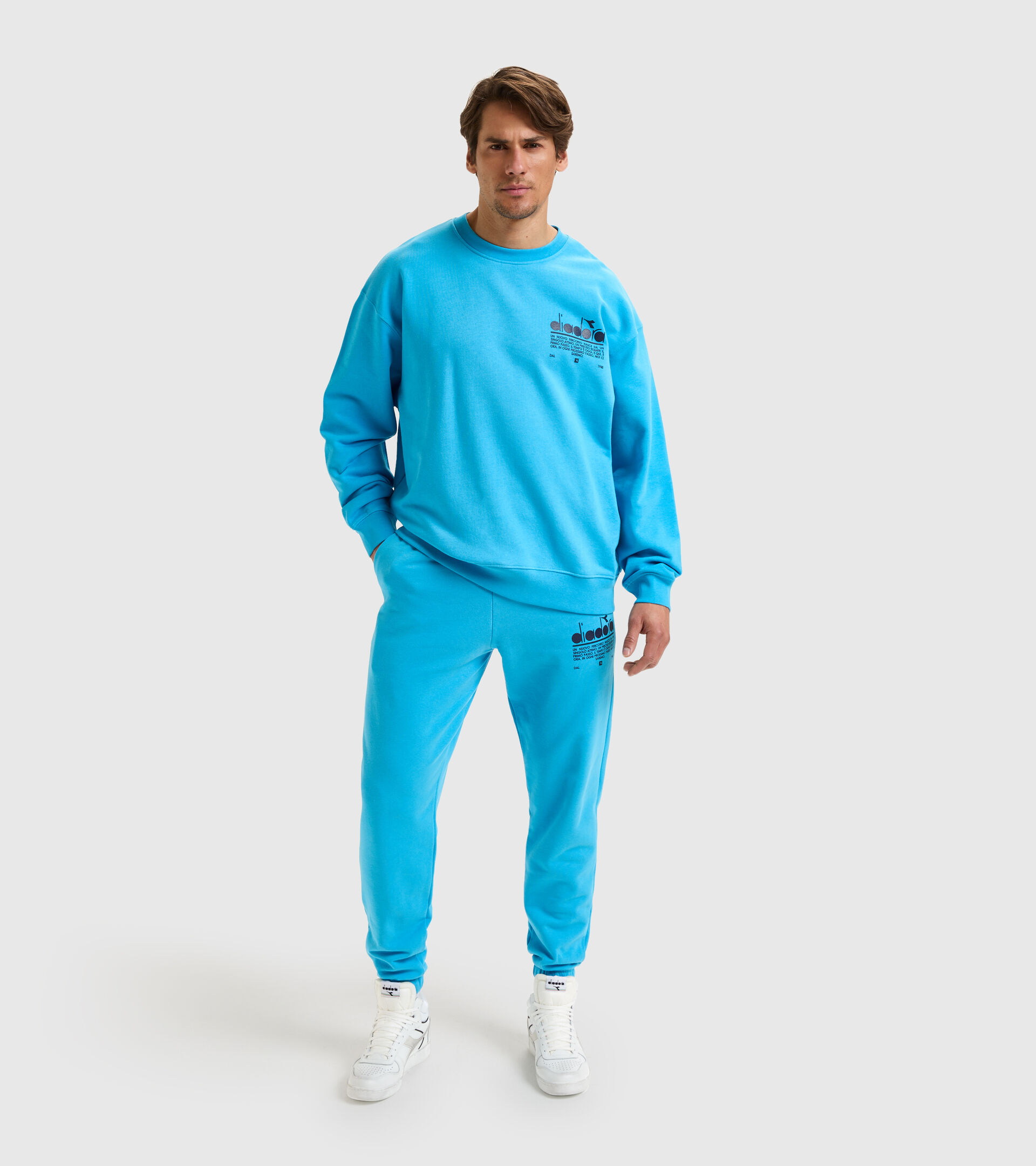Organic cotton round-neck sweatshirt - Unisex SWEATSHIRT CREW MANIFESTO SKY BLUE INTENSE - Diadora