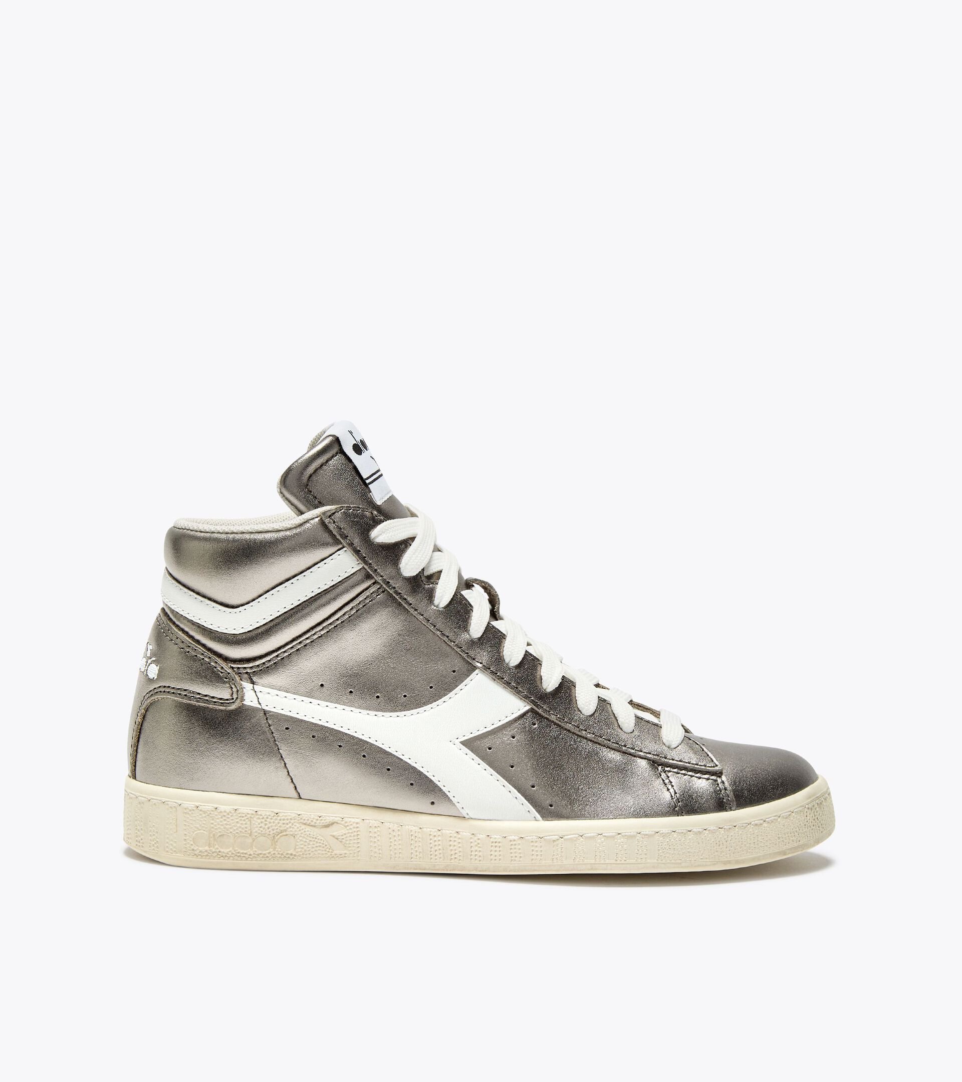 Leather sports sneakers - Women’s GAME L HIGH METALLIC WN SILVER METALIZED - Diadora