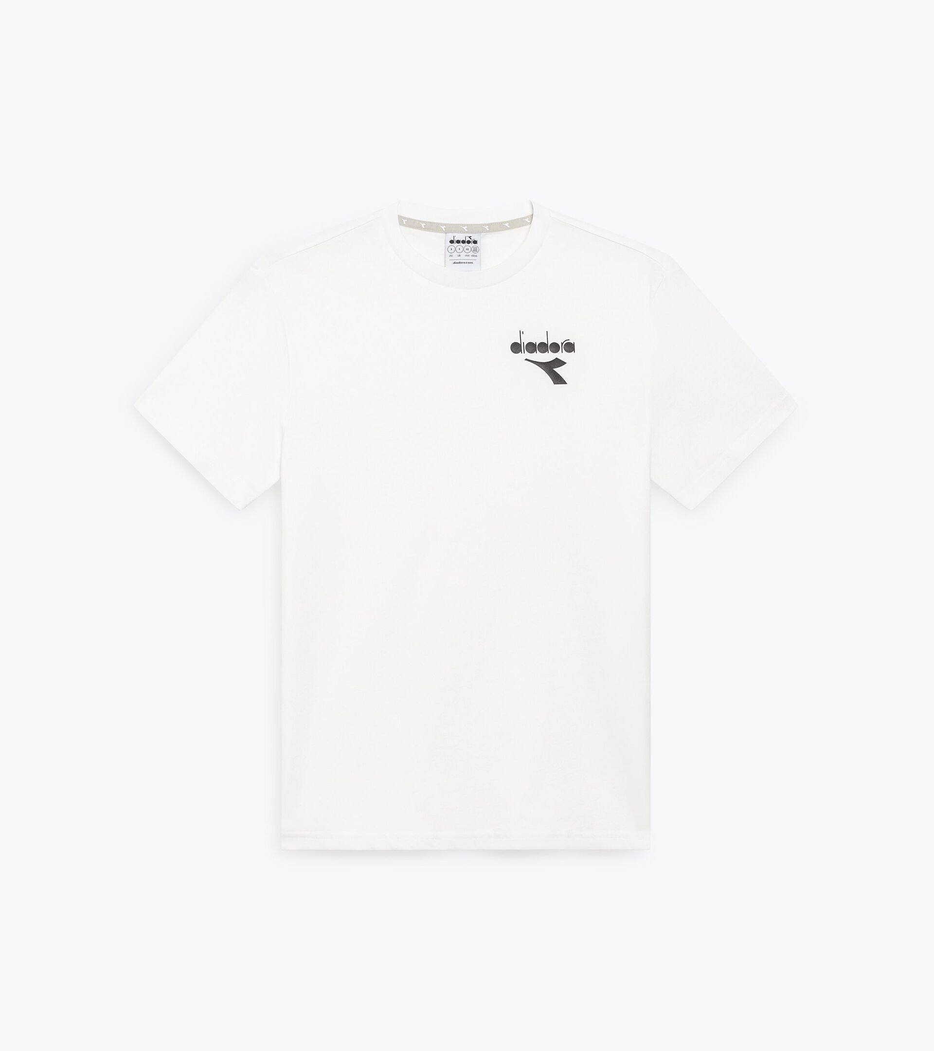 Cotton t-shirt - Men’s T-SHIRT SS ESS. SPORTS SL OPTICAL WHITE/BLACK - Diadora