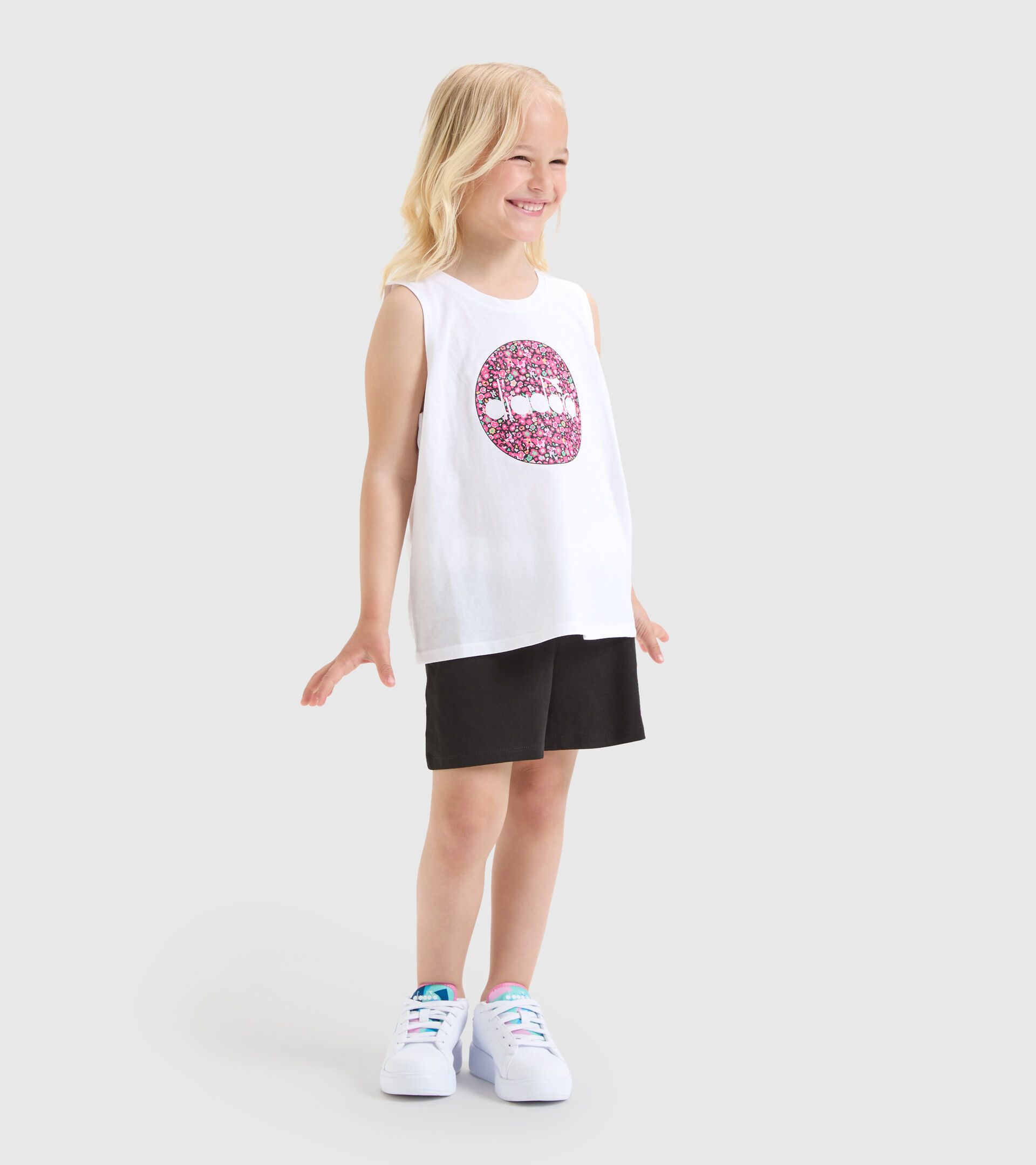 Sports vest top/shorts set - Girls JG.SET SL BLOOM OPTICAL WHITE - Diadora