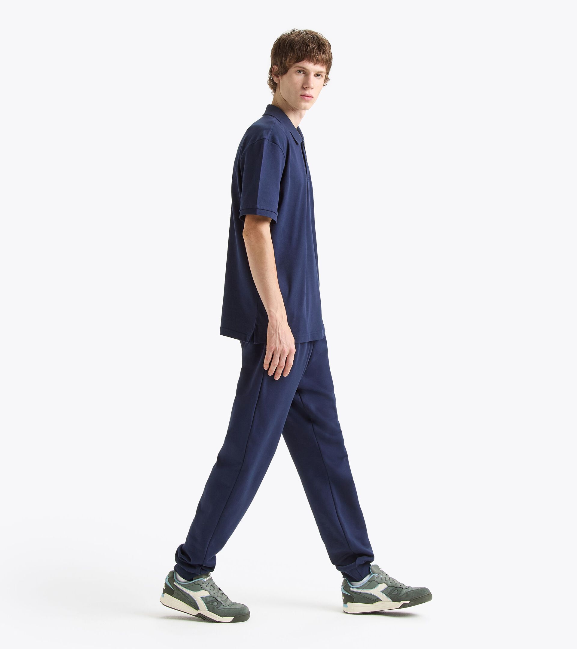 Polo en piqué de algodón - Hombre POLO SS LOGO AZUL CHAQUETON - Diadora