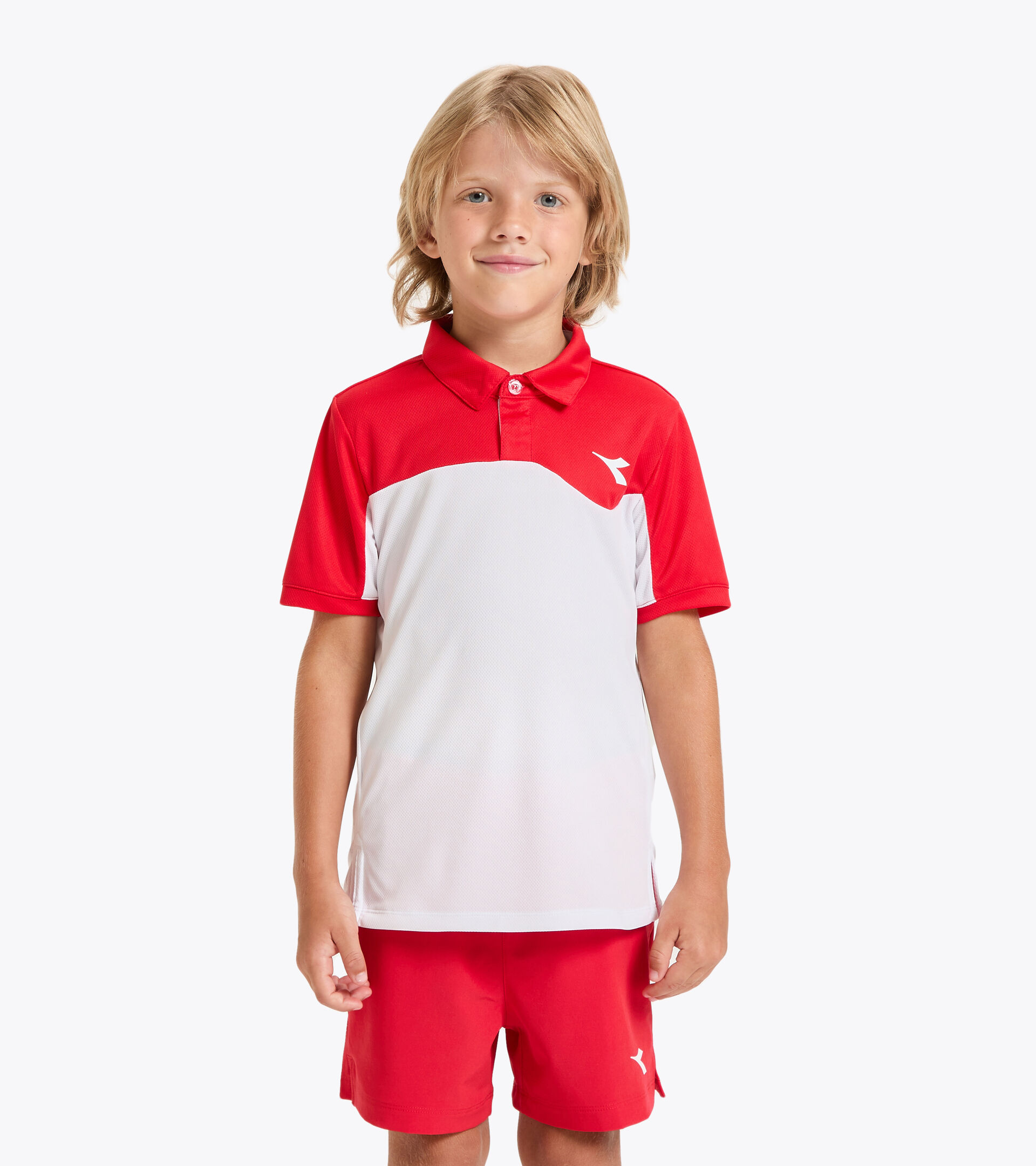 Polo de tennis - Junior J. POLO COURT ROUGE TOMATE - Diadora