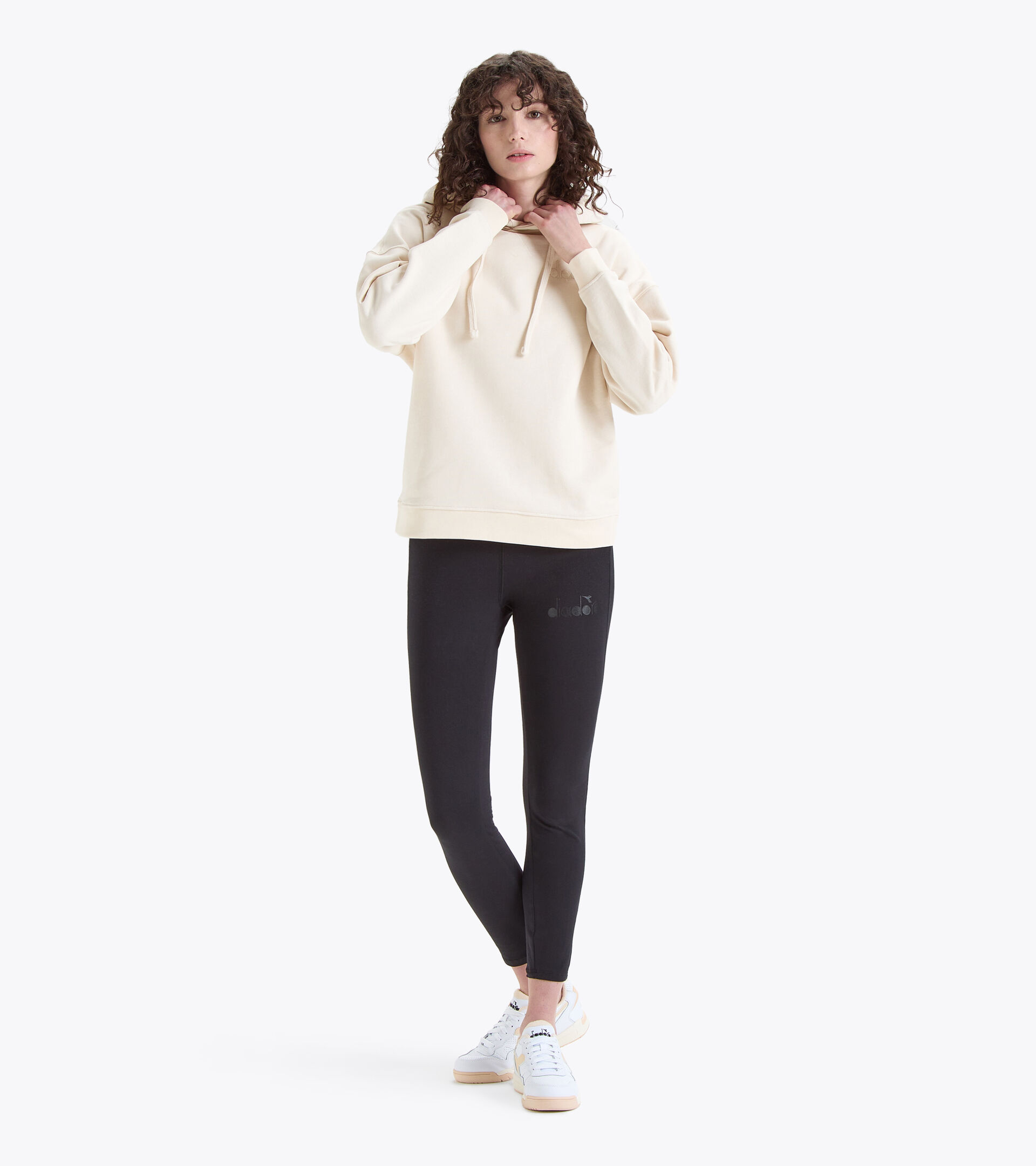 Sweat-shirt en coton - Femme L. HOODIE SPW LOGO BLANC CYGNE - Diadora