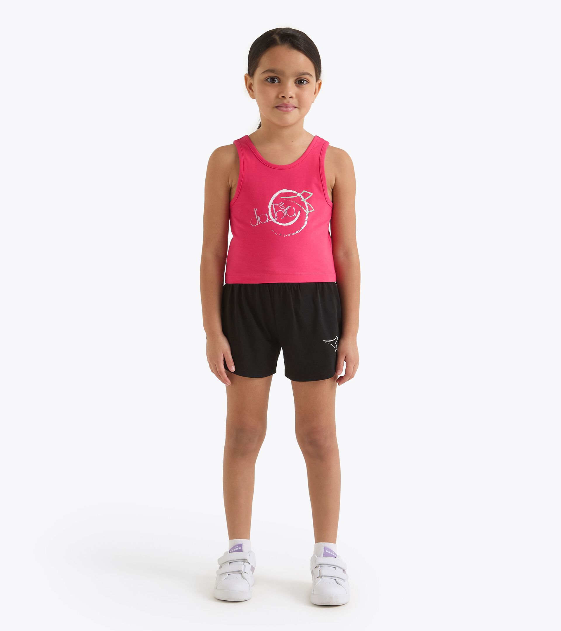Sports set - Tank top and shorts - Girls JG. SET ESSENTIAL SPORTS SL TOMATO - Diadora
