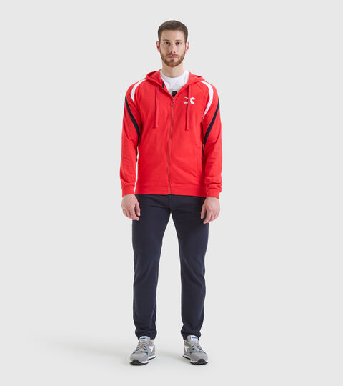 Cotton tracksuit - Men TRACKSUIT HOODIE FZ CORE POPPY RED - Diadora