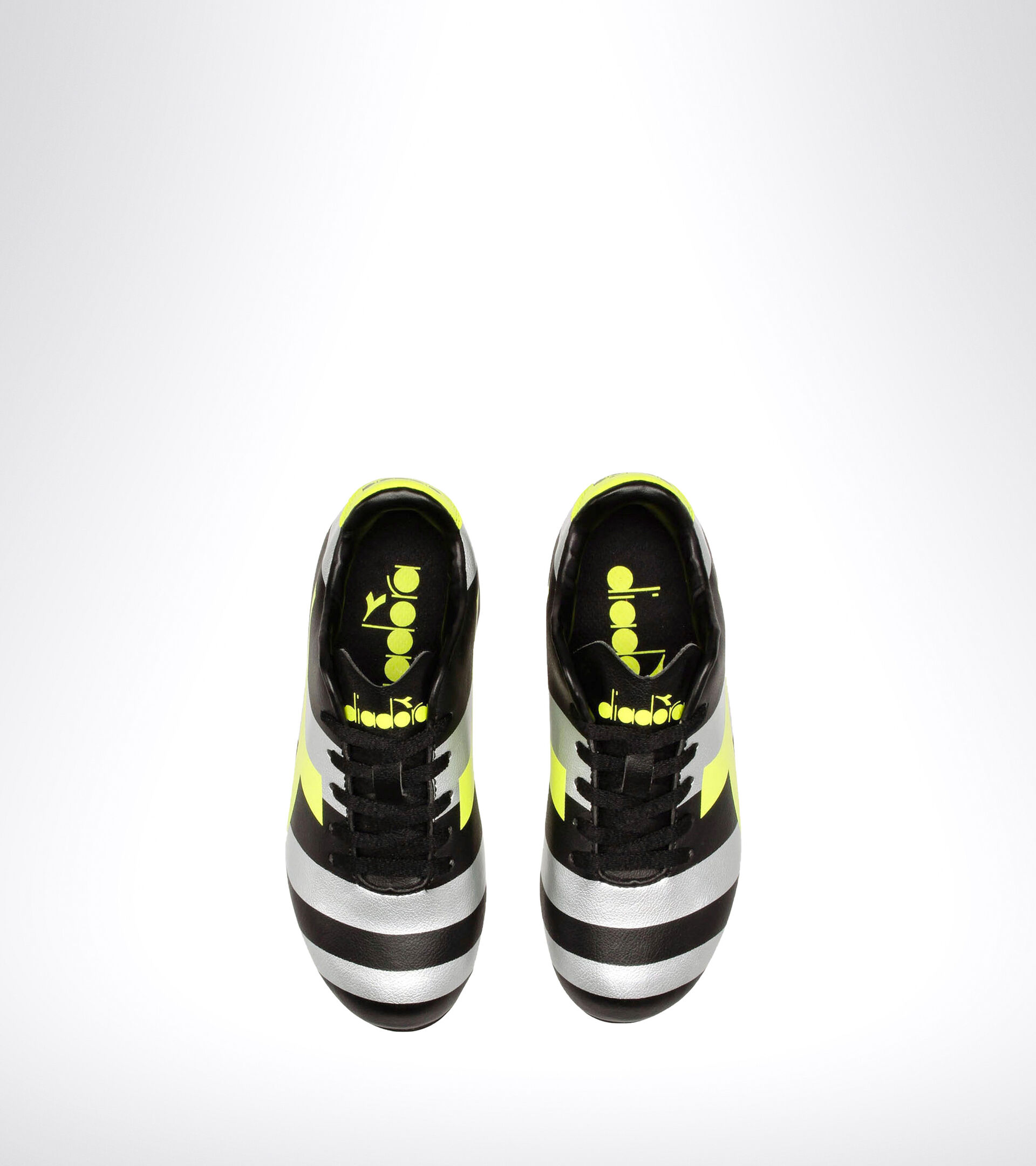 Hard ground football boot - Unisex kids RAPTOR R MD JR BLACK/SILVER/YELLOW FL DD - Diadora