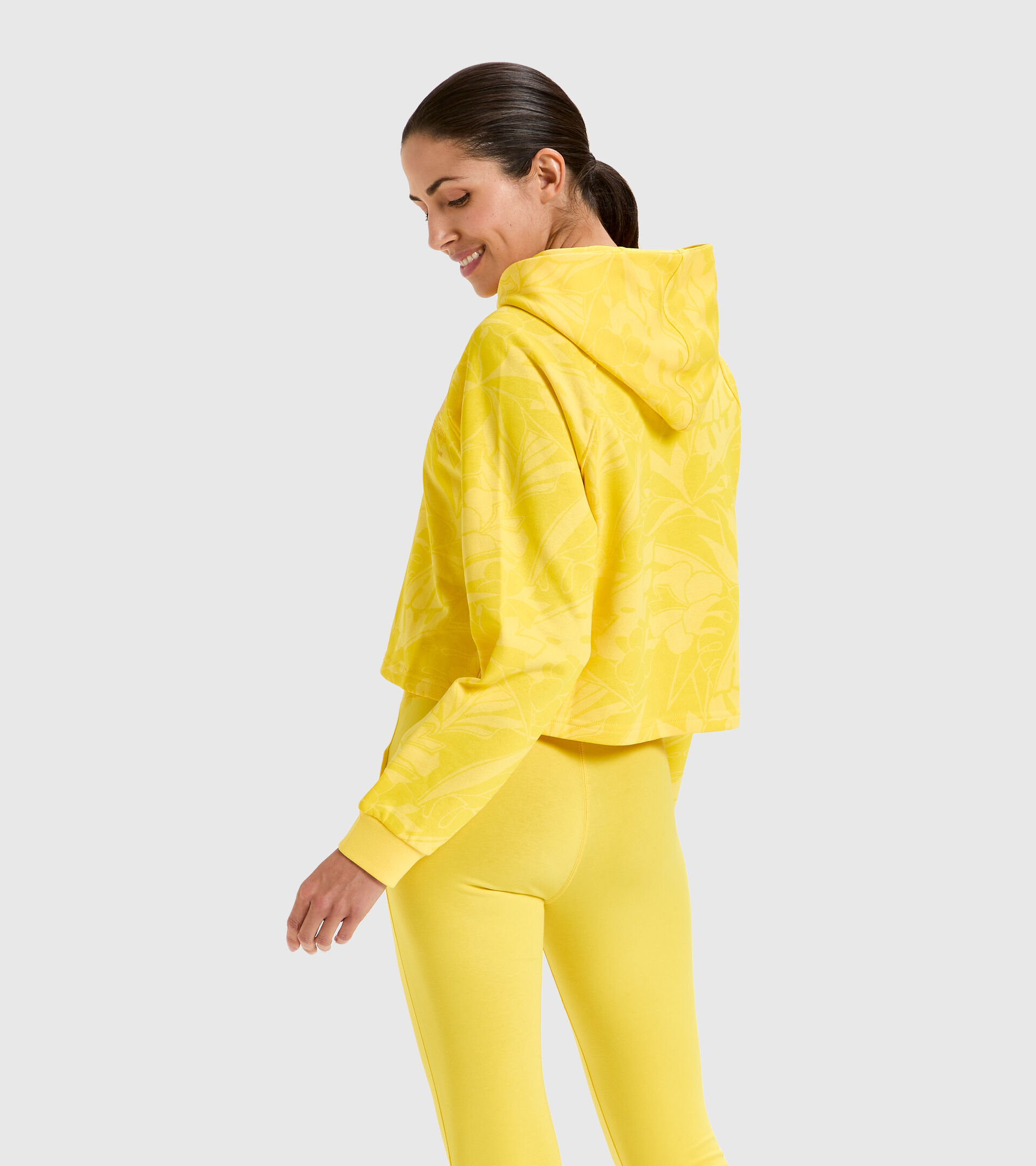 Cropped Cotton hoodie - Women L. HOODIE CROP MANIFESTO YELLOW LENS - Diadora