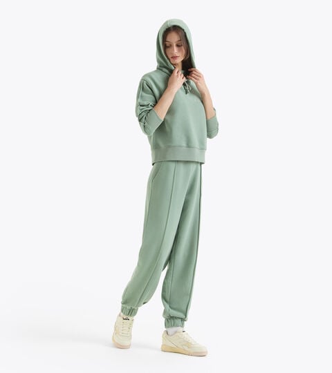 Unbrushed cotton tracksuit (hoodie and trousers) - Women L. HOODIE ATHLETIC LOGO TRACKSUIT green  - null