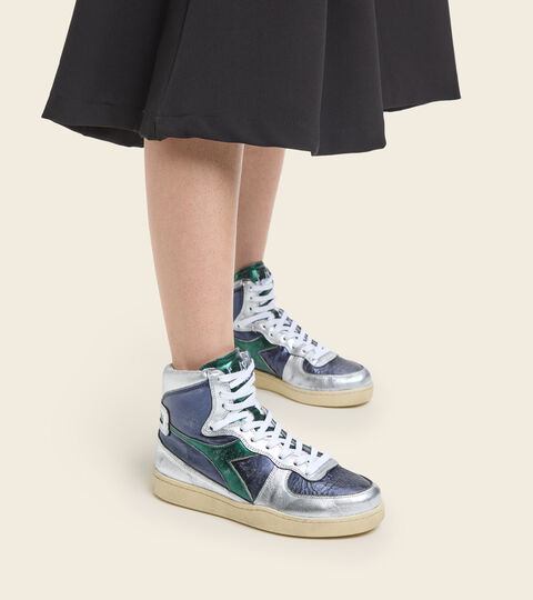 MI BASKET METALLIC MIX USED WN, POUDRE BLEUE/VERT GALAPAGOS Chaussures Heritage - Unisexe MI BASKET METALLIC MIX USED WN POUDRE BLEUE/VERT GALAPAGOS - Diadora