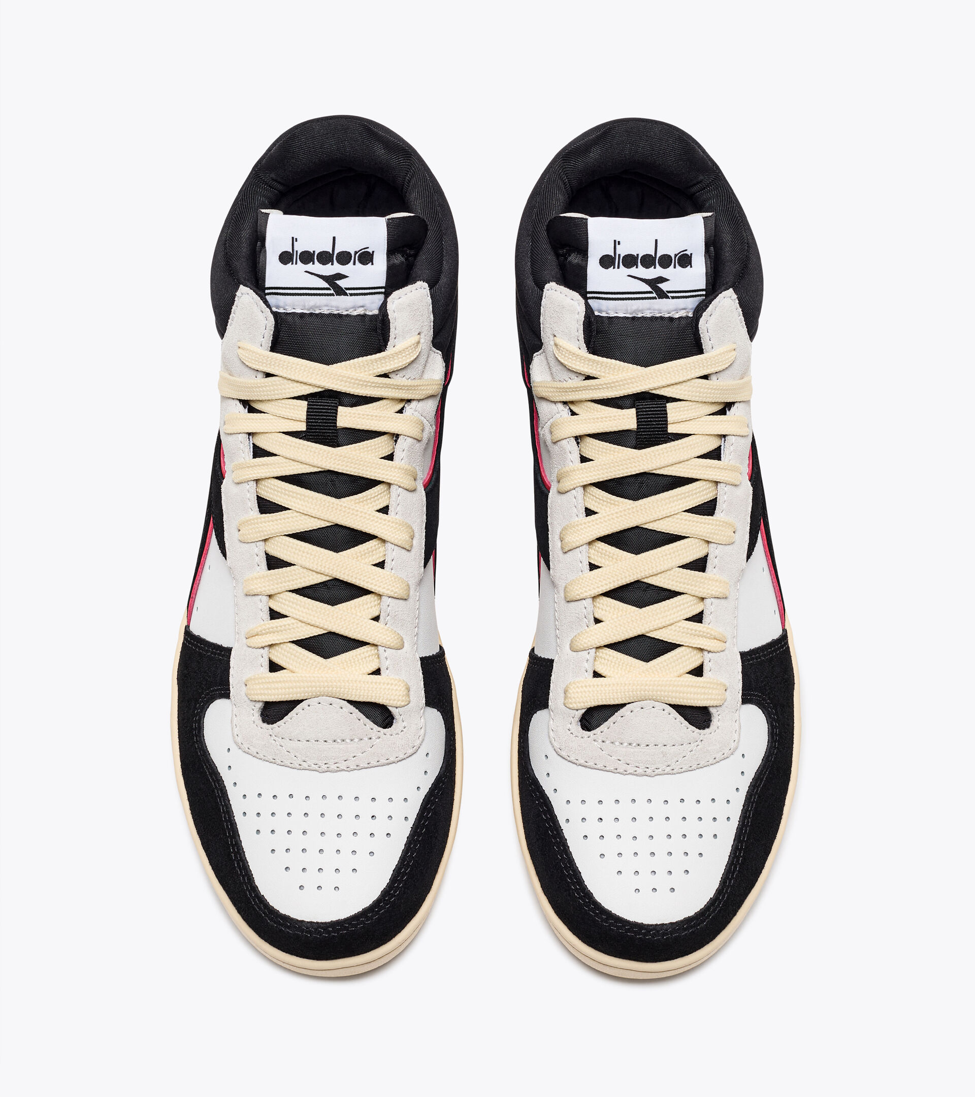 Sportschuh - Unisex MAGIC BASKET DEMI CUT SUEDE LEATHER BIANCO/NERO/ROSSO SCURO - Diadora
