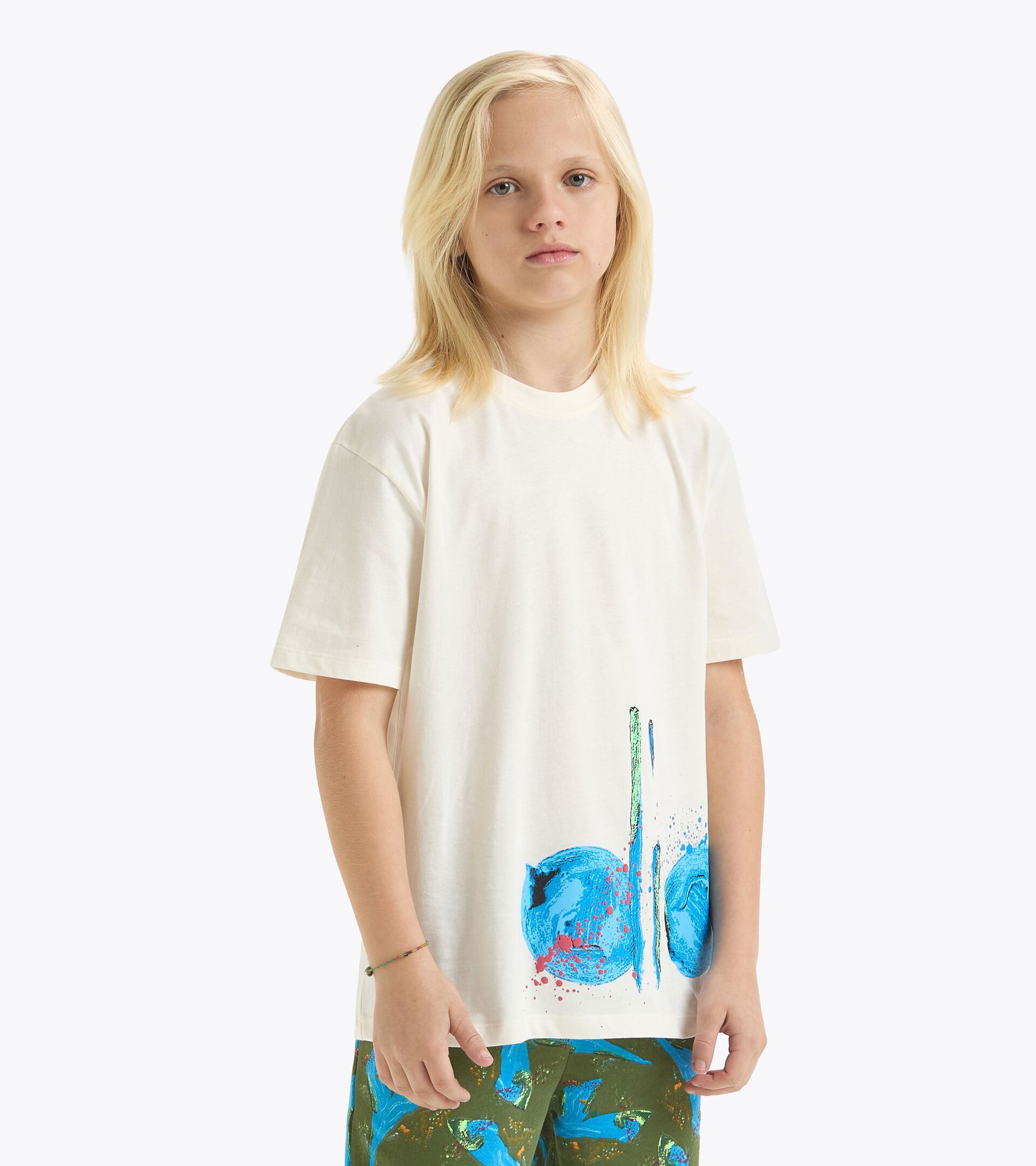T-Shirt aus Baumwolle - Jungen JB. T-SHIRT SS LOGO WOLKE CREME - Diadora
