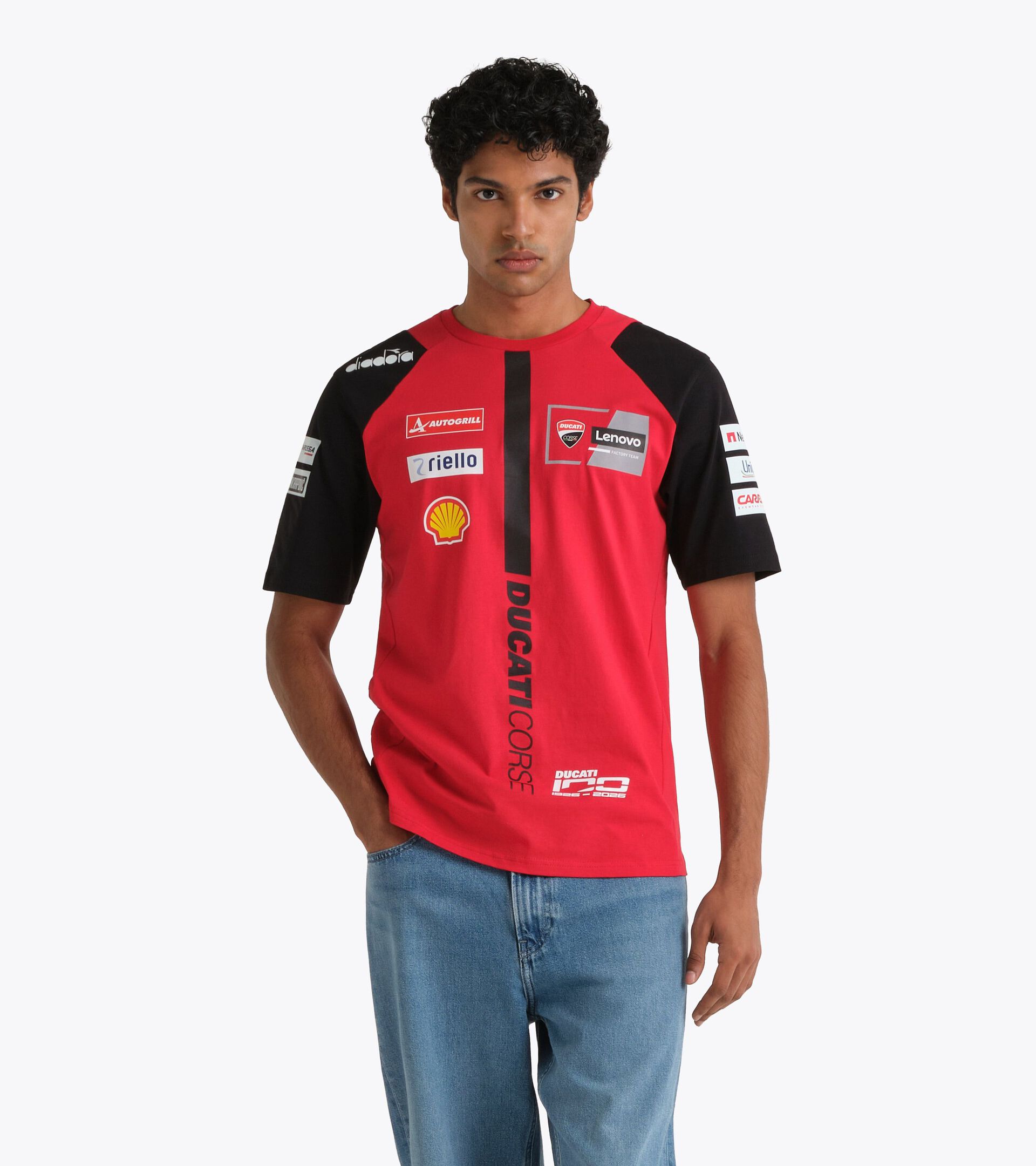 Sporty Ducati 2026 MotoGP replica T-Shirt - Men&rsquo;s T-SHIRT DUCATI REPLICA MGP26 DUCATI MGP RED/BLACK - Diadora