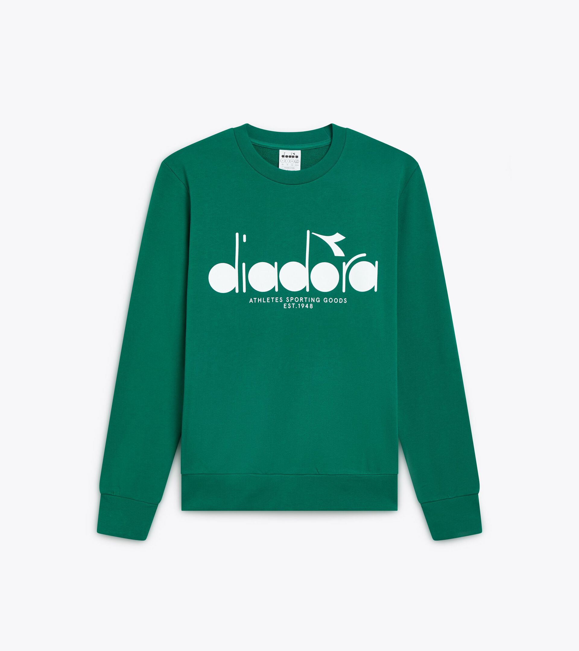 Sudadera de algodón con cuello redondo - Para todos los géneros SWEATSHIRT CREW LOGO VERDE VENTURINA - Diadora