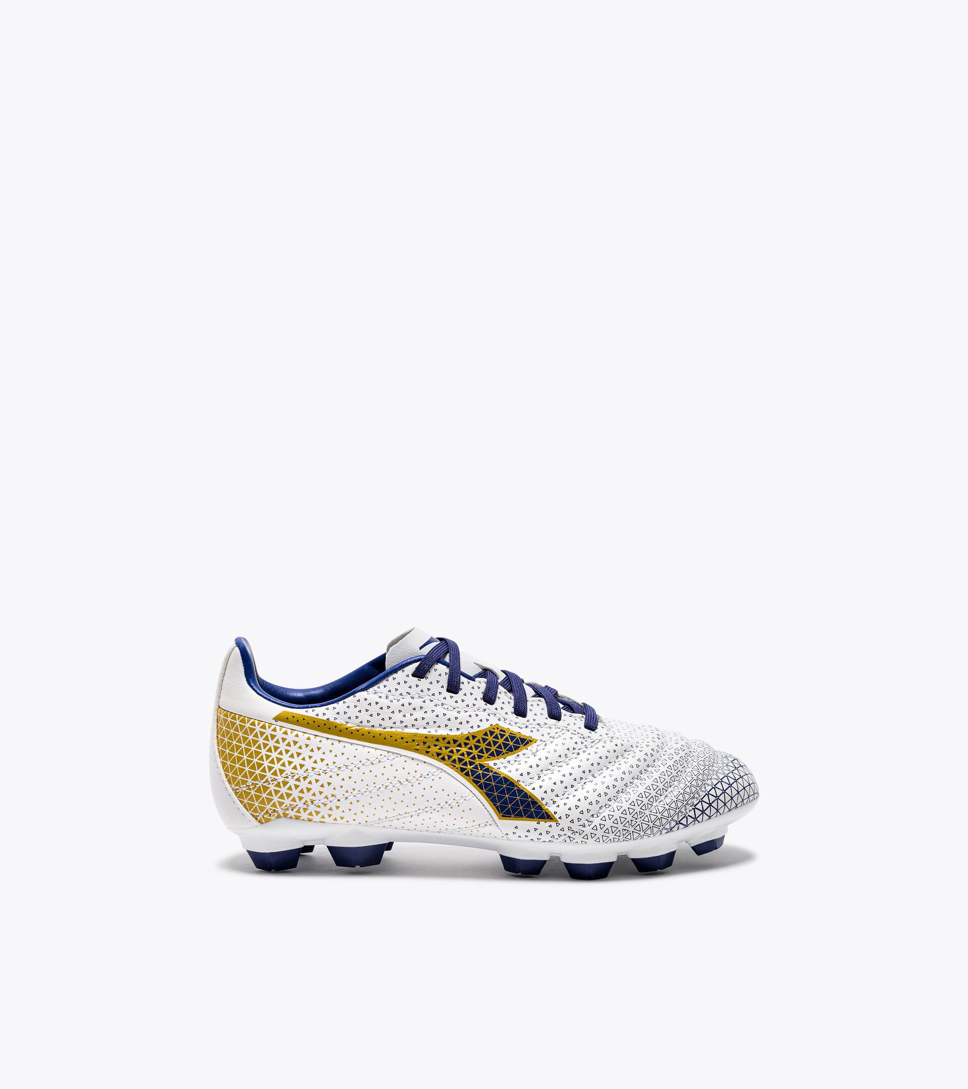 Calcio boots for firm grounds - Junior  BRASIL ELITE GR LT LPU Y WHITE/MAZARINE BLUE/GOLD - Diadora