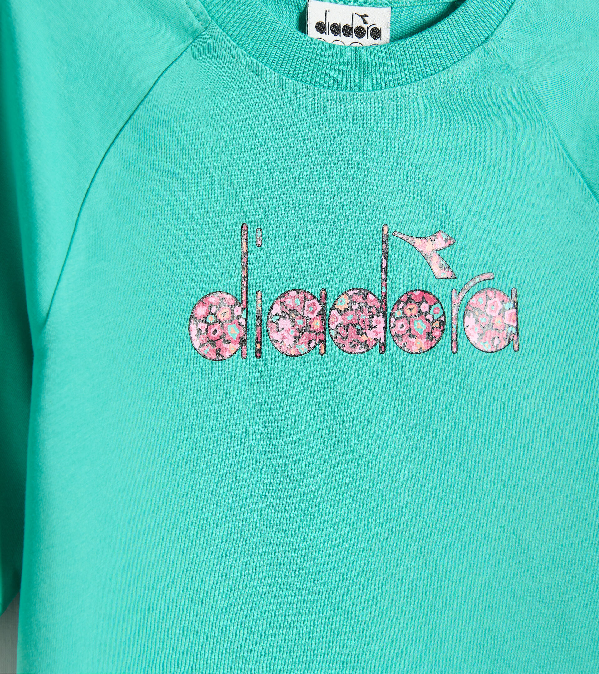 Cotton sports T-shirt - Girls JG.T-SHIRT SS BLOSSOM BISCAY GREEN - Diadora