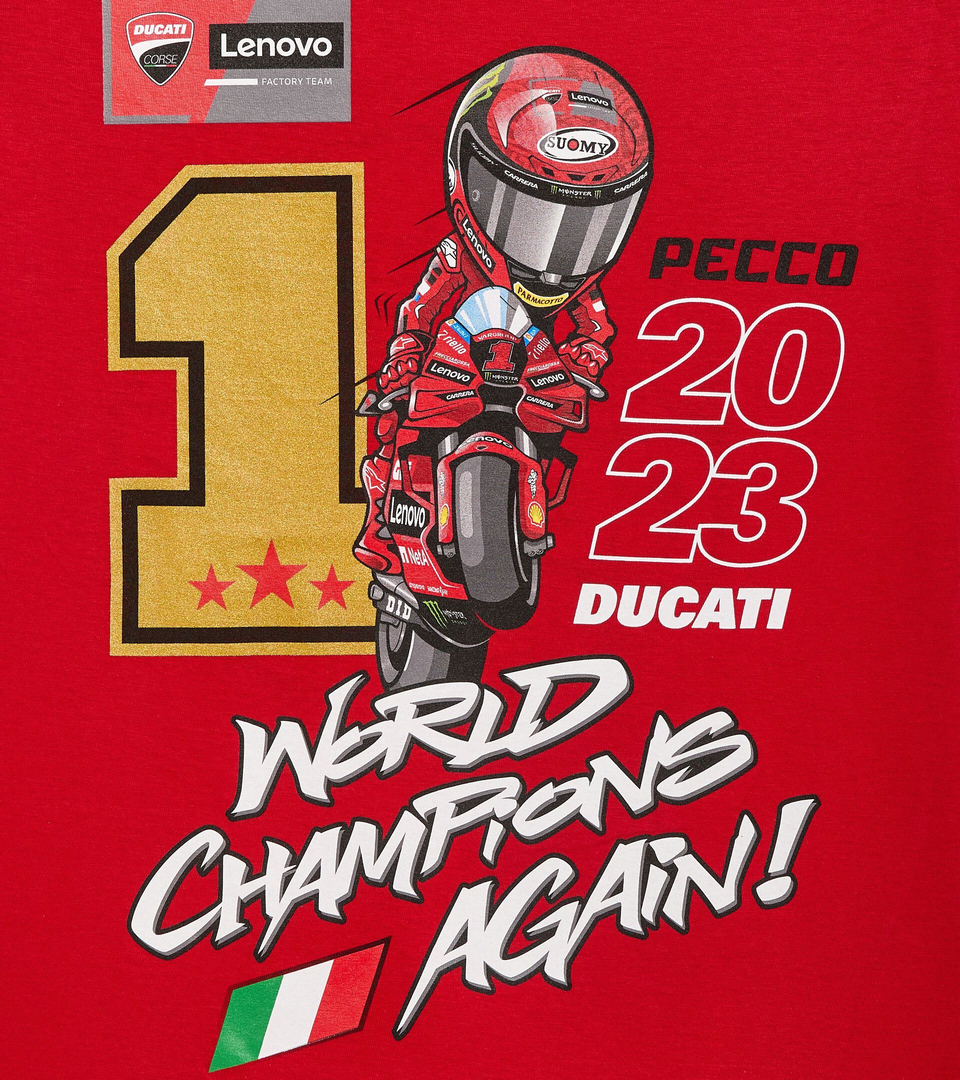 Camiseta conmemorativa | diadora X Ducati Corse  T-SHIRT DUCATI CAMPIONE MGP23 DUCATI MGP ROJO/NEGRO - Diadora