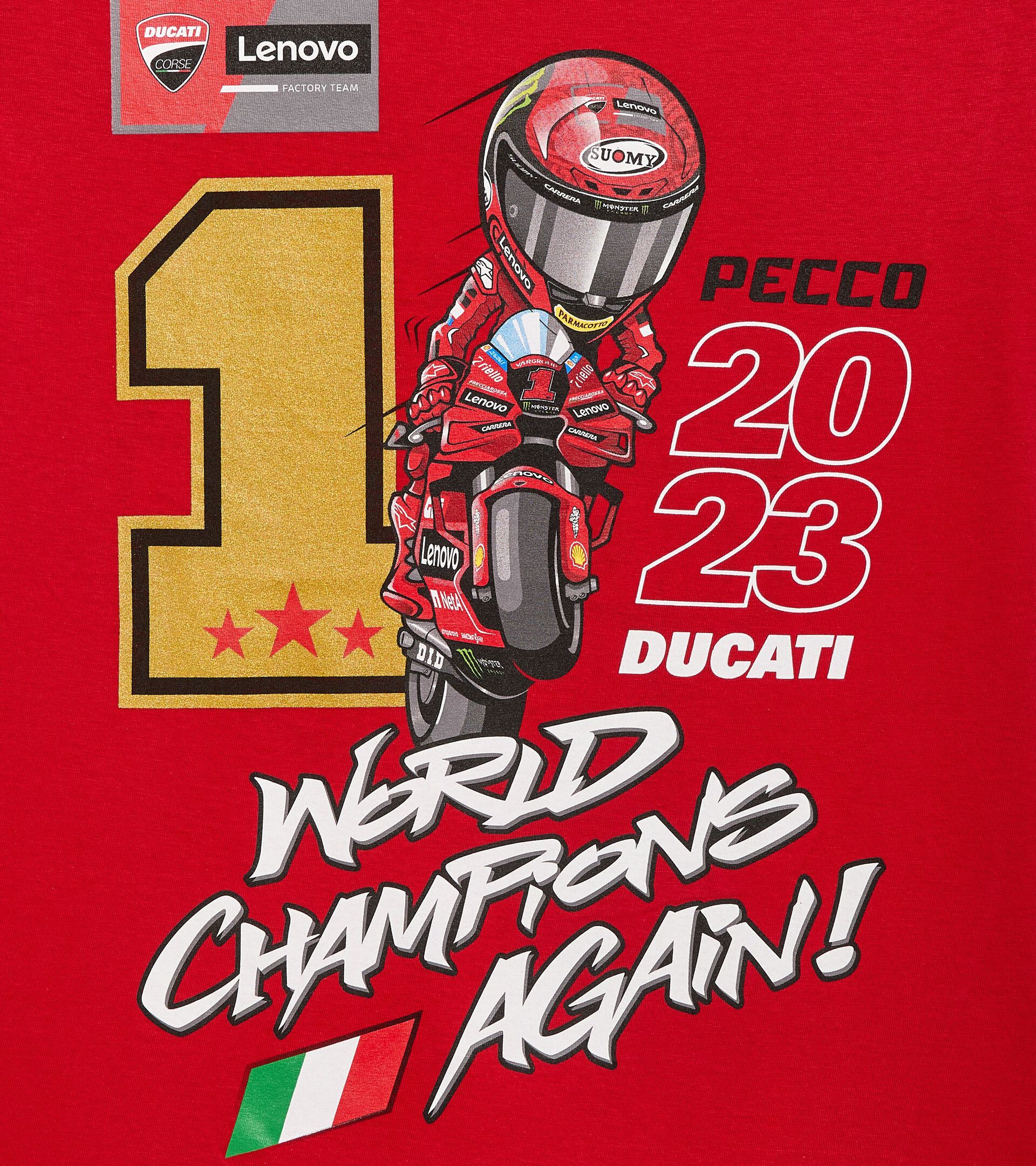 Celebration t-shirt | diadora X Ducati Corse
 T-SHIRT DUCATI CAMPIONE MGP23 DUCATI MGP RED/BLACK - Diadora