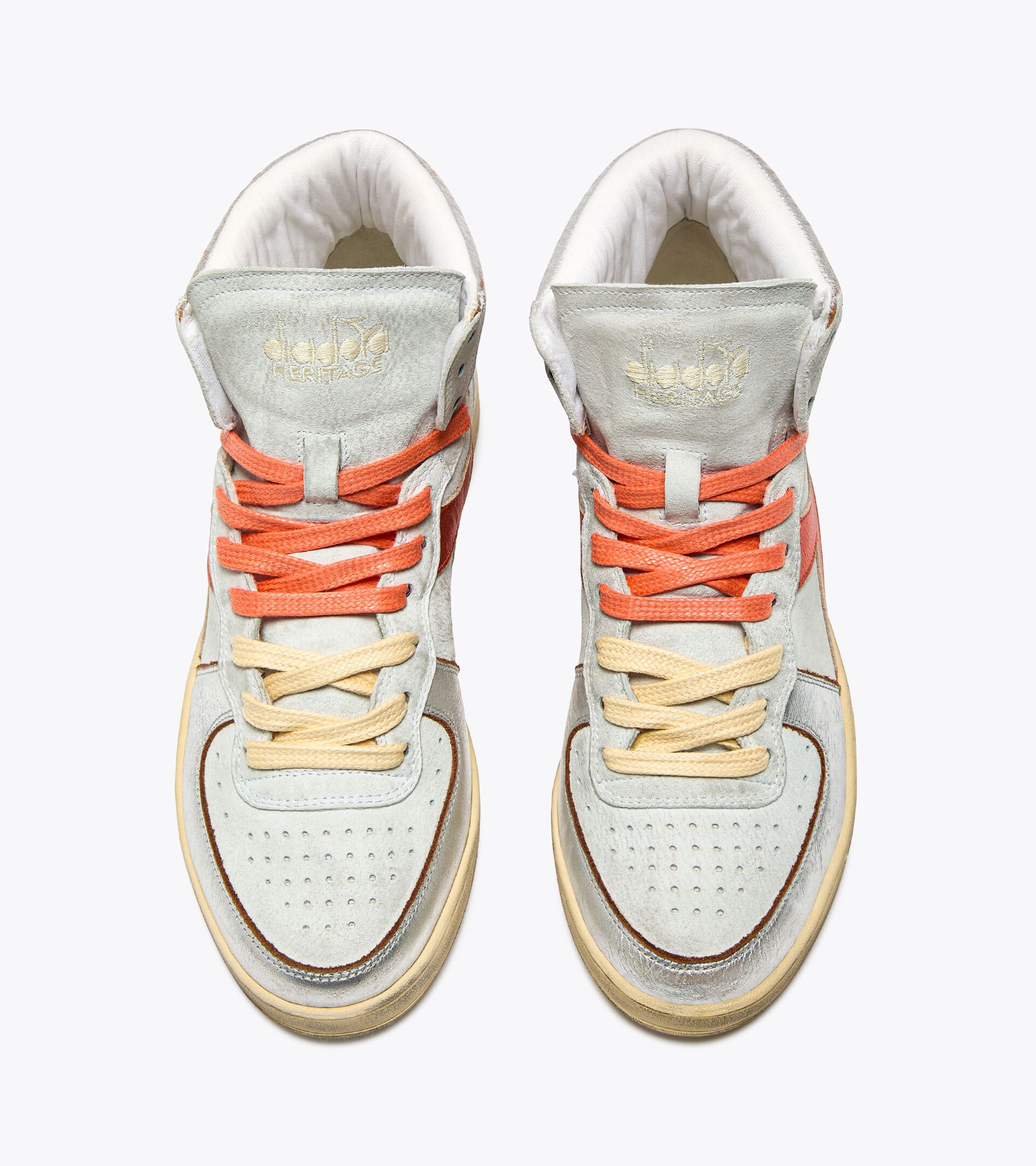 Chaussures Heritage - Femme MI BASKET METAL PIGSKIN USED WN BIANCO/ARANCIO NASTURZIO - Diadora