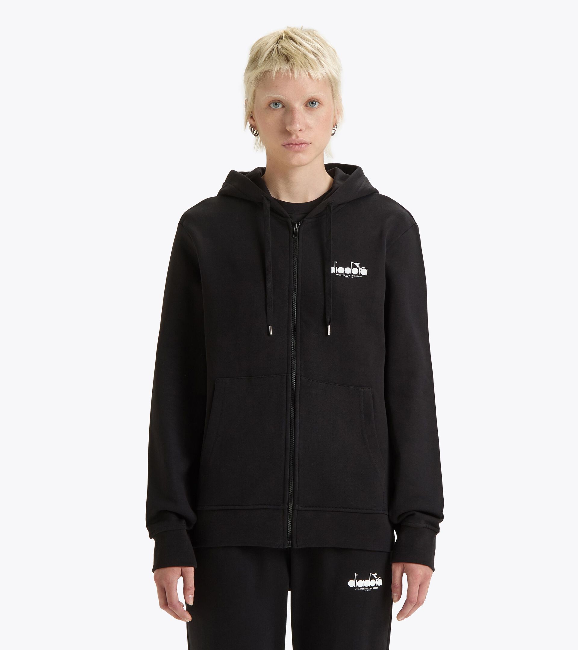 Zipped hoodie - All-Gender HOODIE FZ LOGO BLACK - Diadora