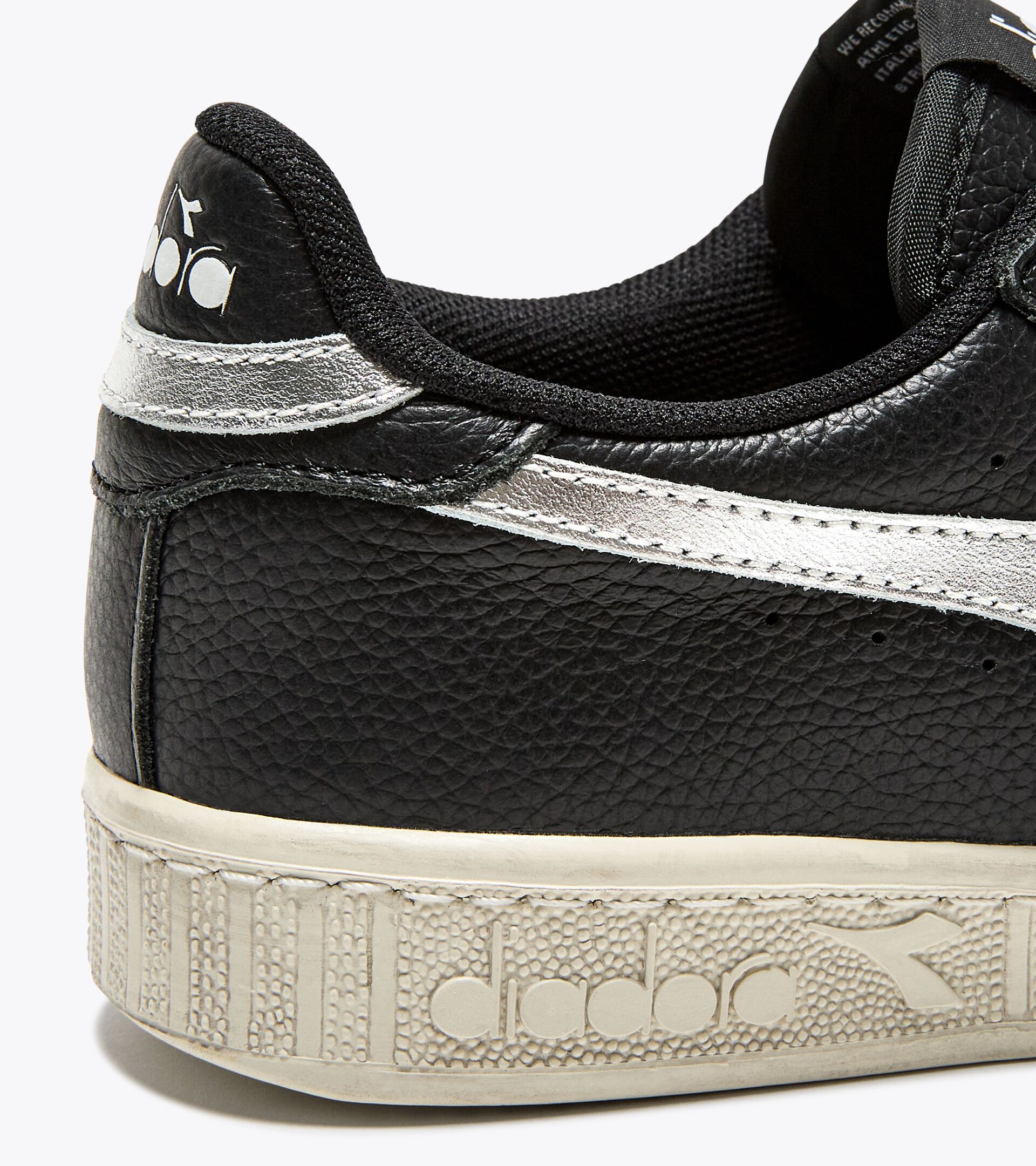 Leather sports sneakers - Women&rsquo;s GAME L LOW WAXED METAL WN BLACK /SILVER DD - Diadora