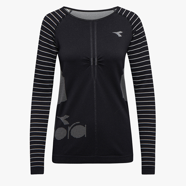 L. LS TECHFIT T-SHIRT, SCHWARZ, large